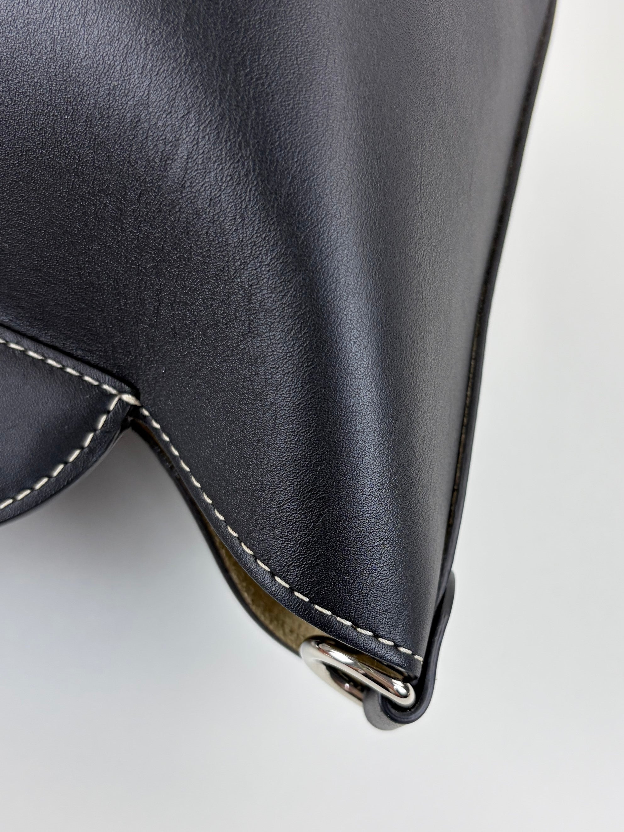 Burberry black calfskin small pocket tote bag