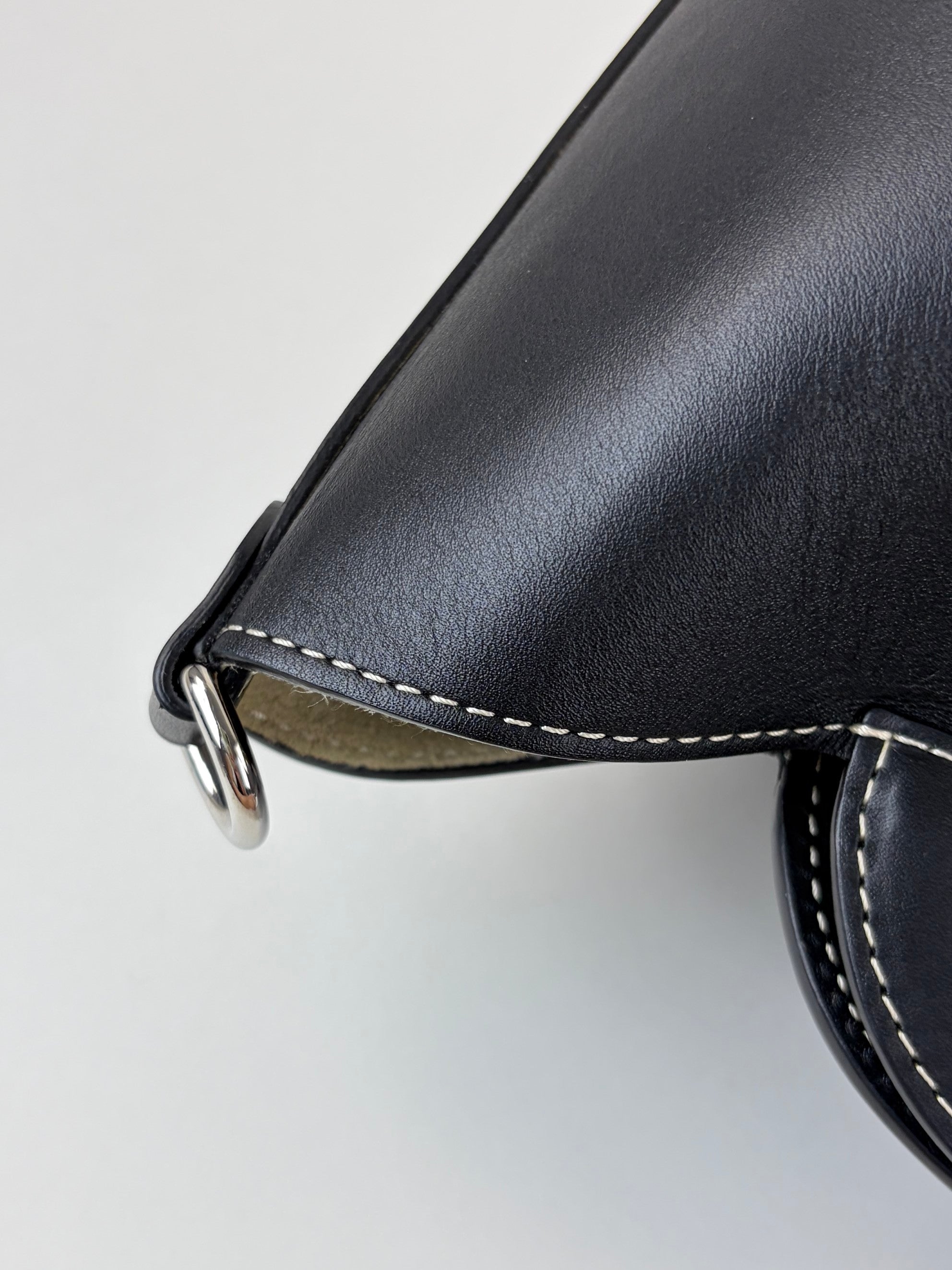 Burberry black calfskin small pocket tote bag