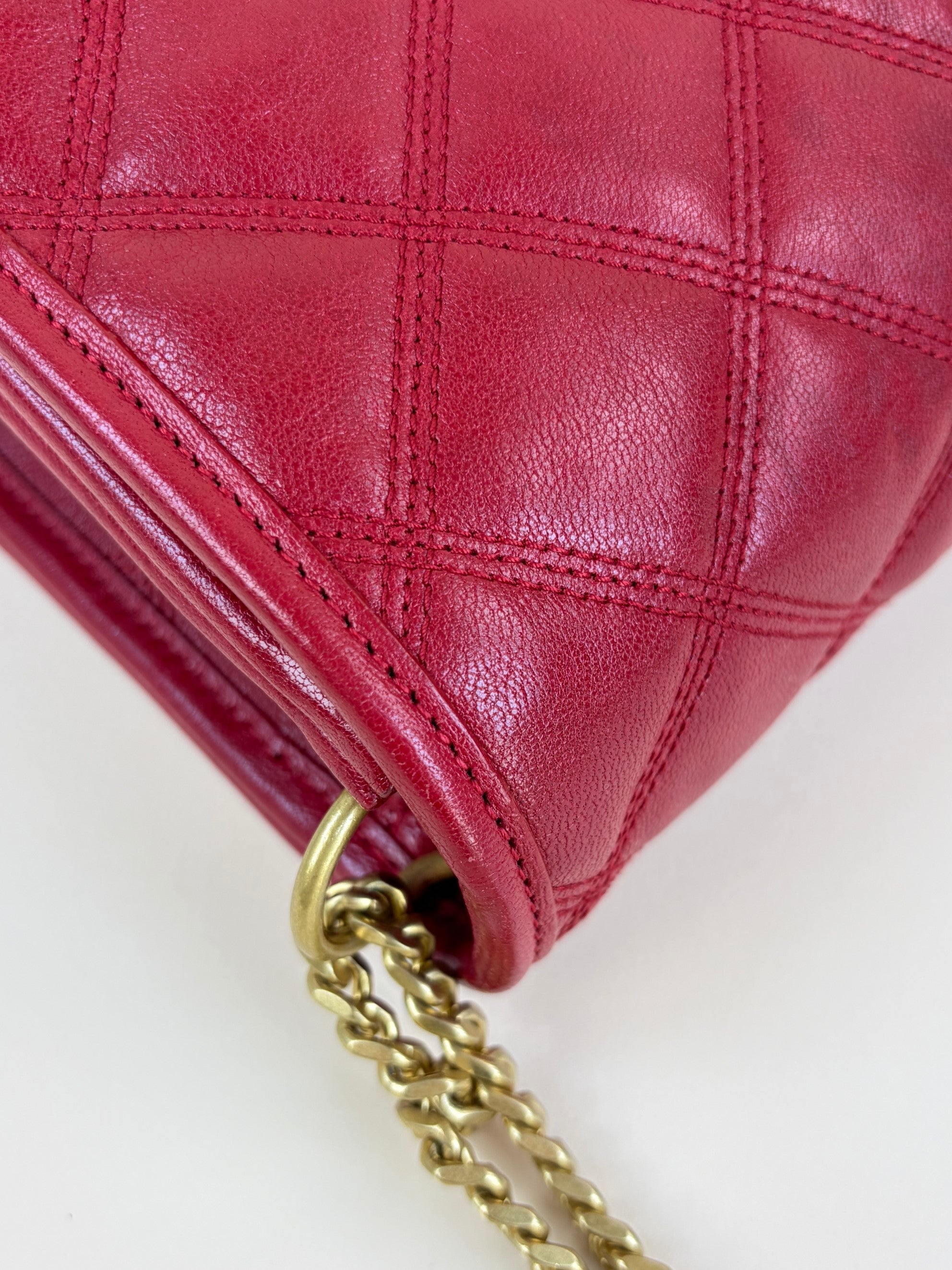YSL Red Quilted Small Becky Chain Bag