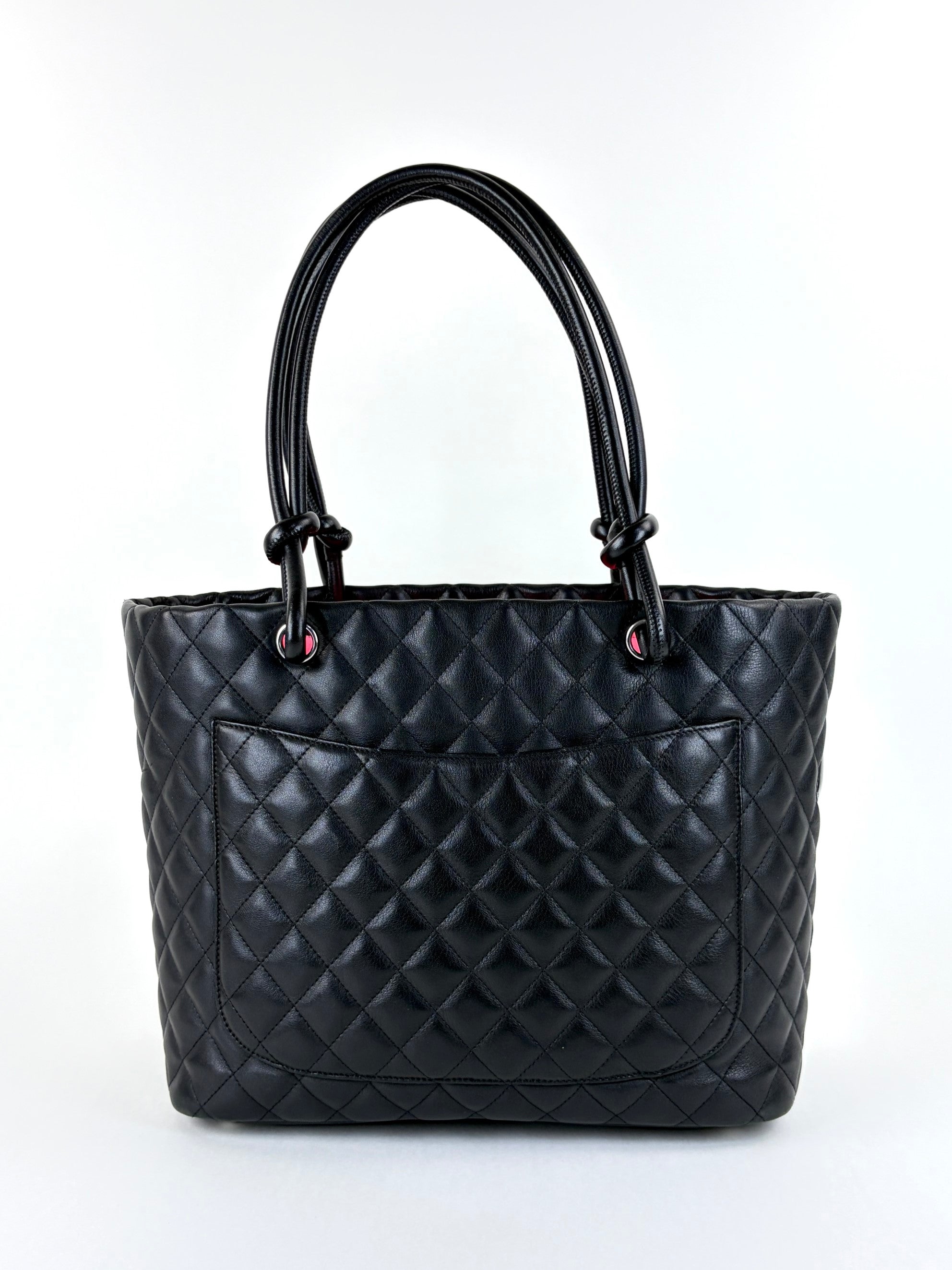 Chanl Black calfskin quilted large Comban  Tote Bag