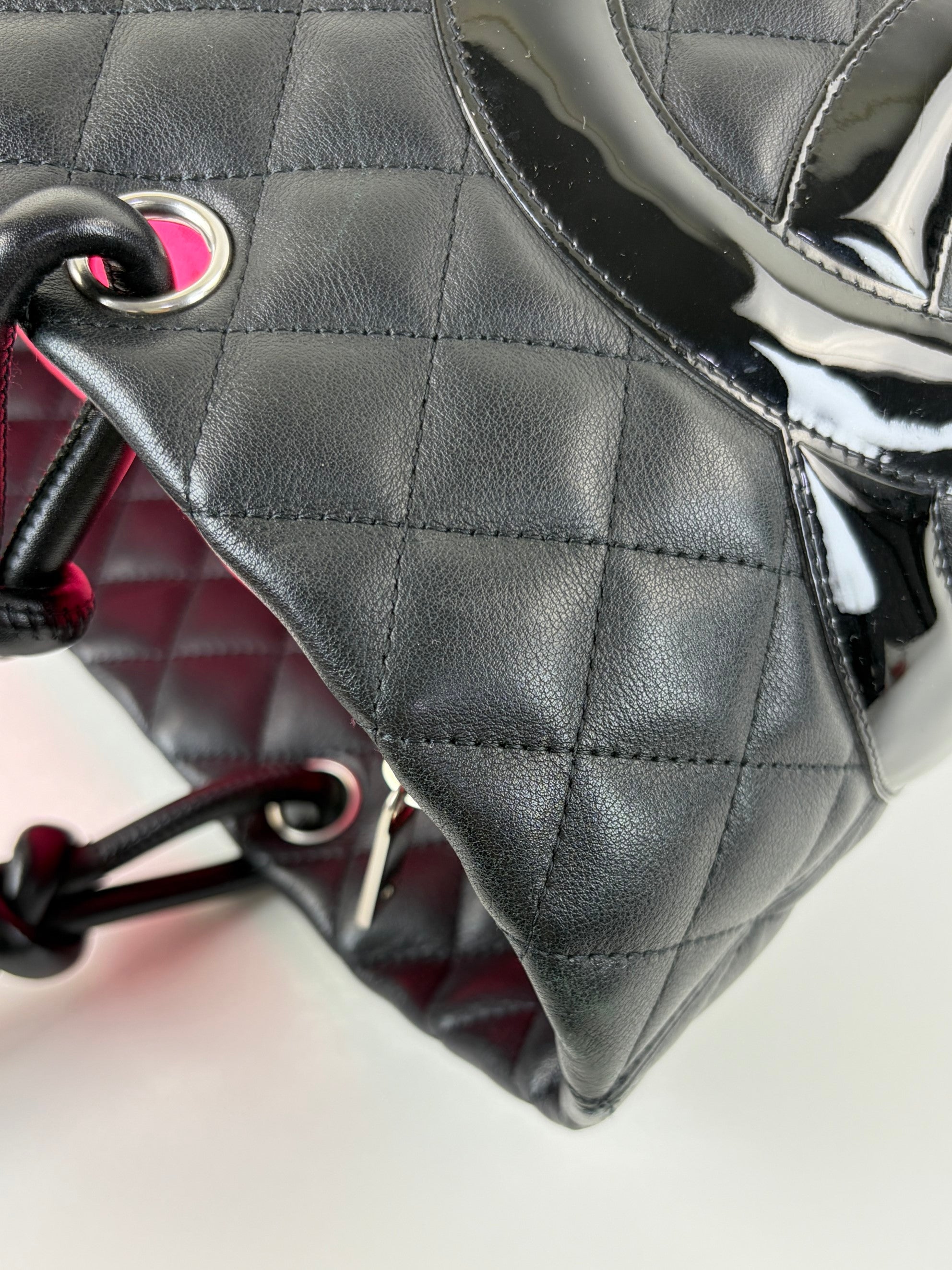 Chanl Black calfskin quilted large Comban  Tote Bag