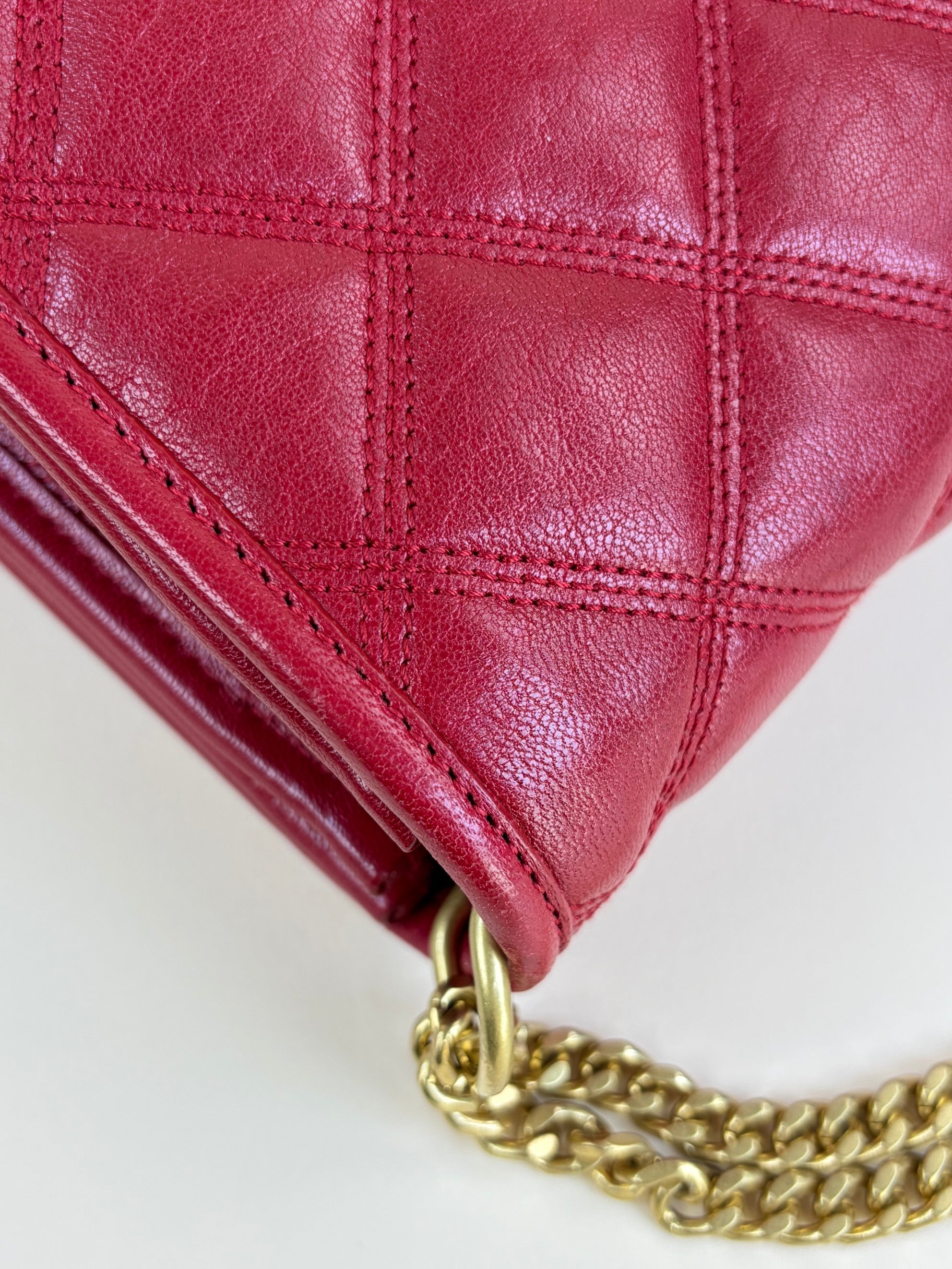 YSL Red Quilted Small Becky Chain Bag