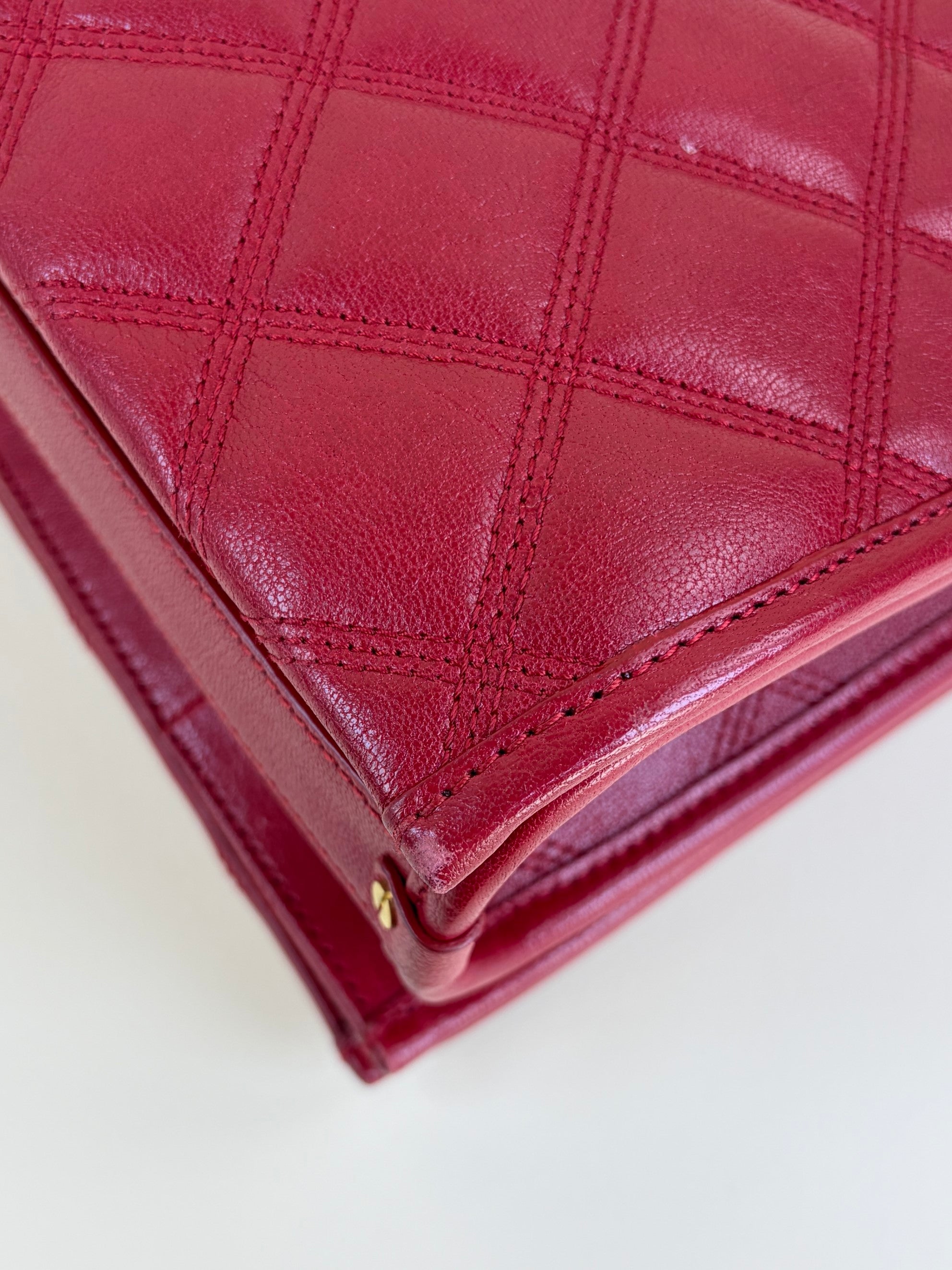 YSL Red Quilted Small Becky Chain Bag