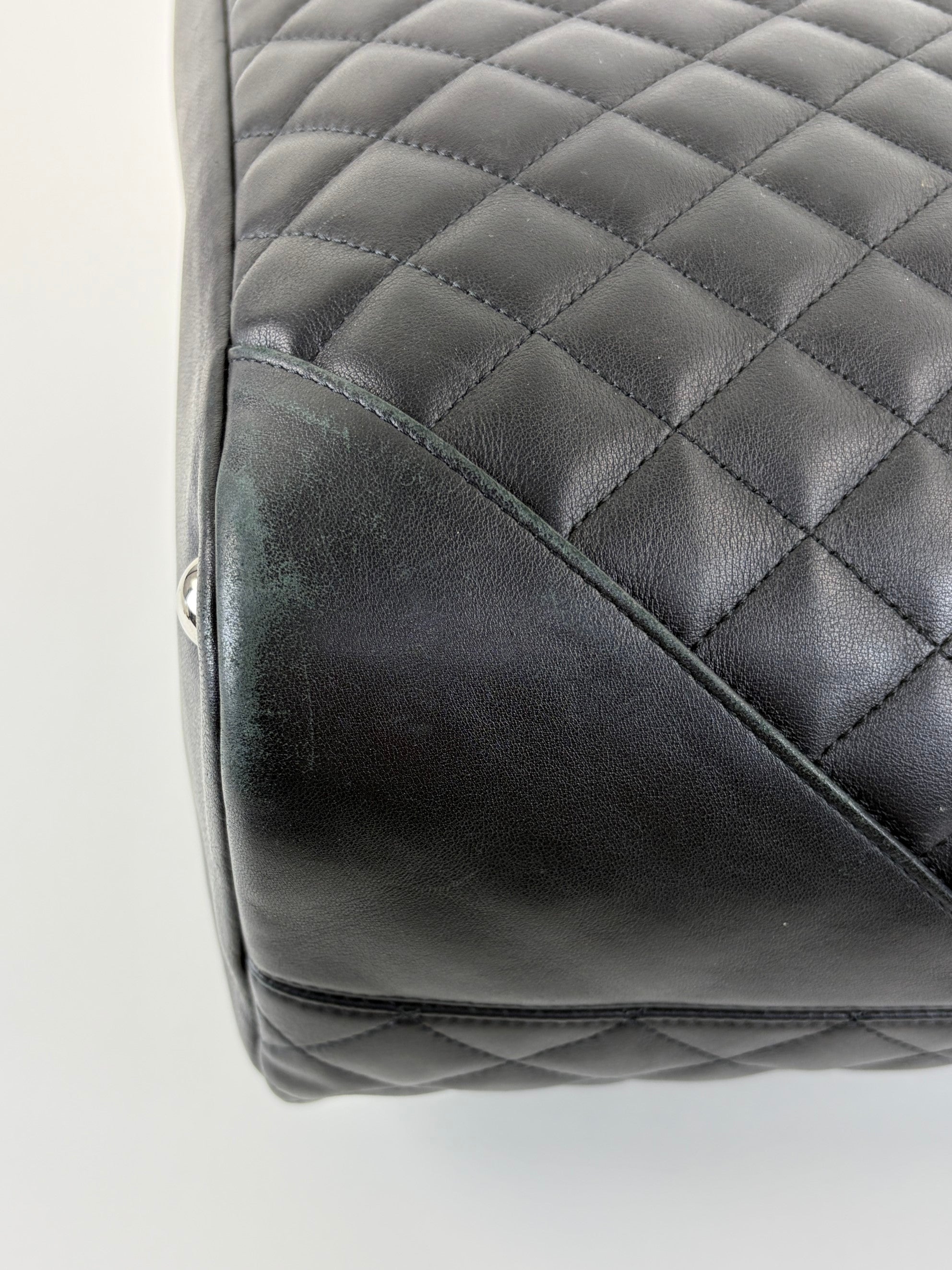 Chanl Black calfskin quilted large Comban  Tote Bag