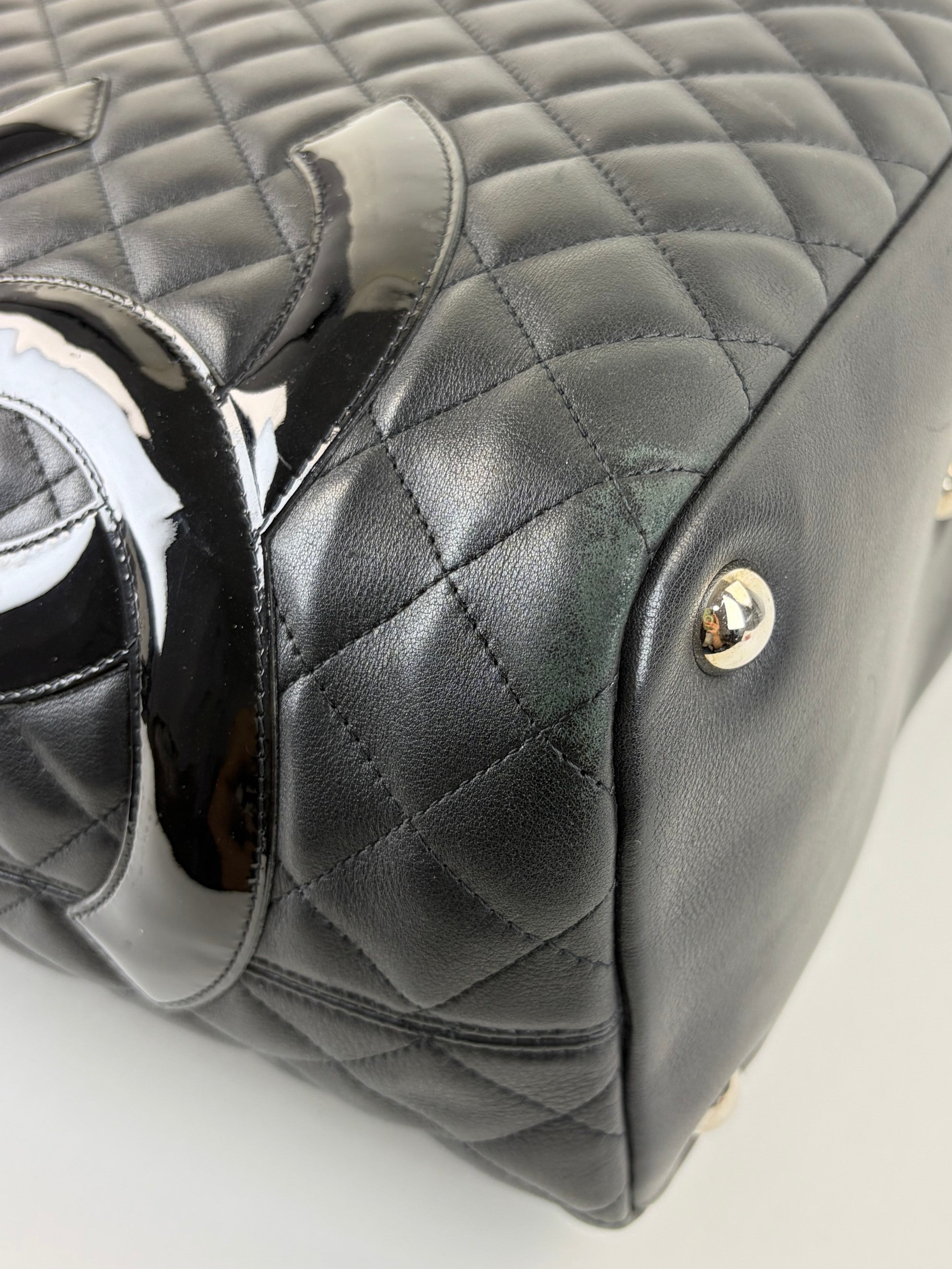 Chanl Black calfskin quilted large Comban  Tote Bag