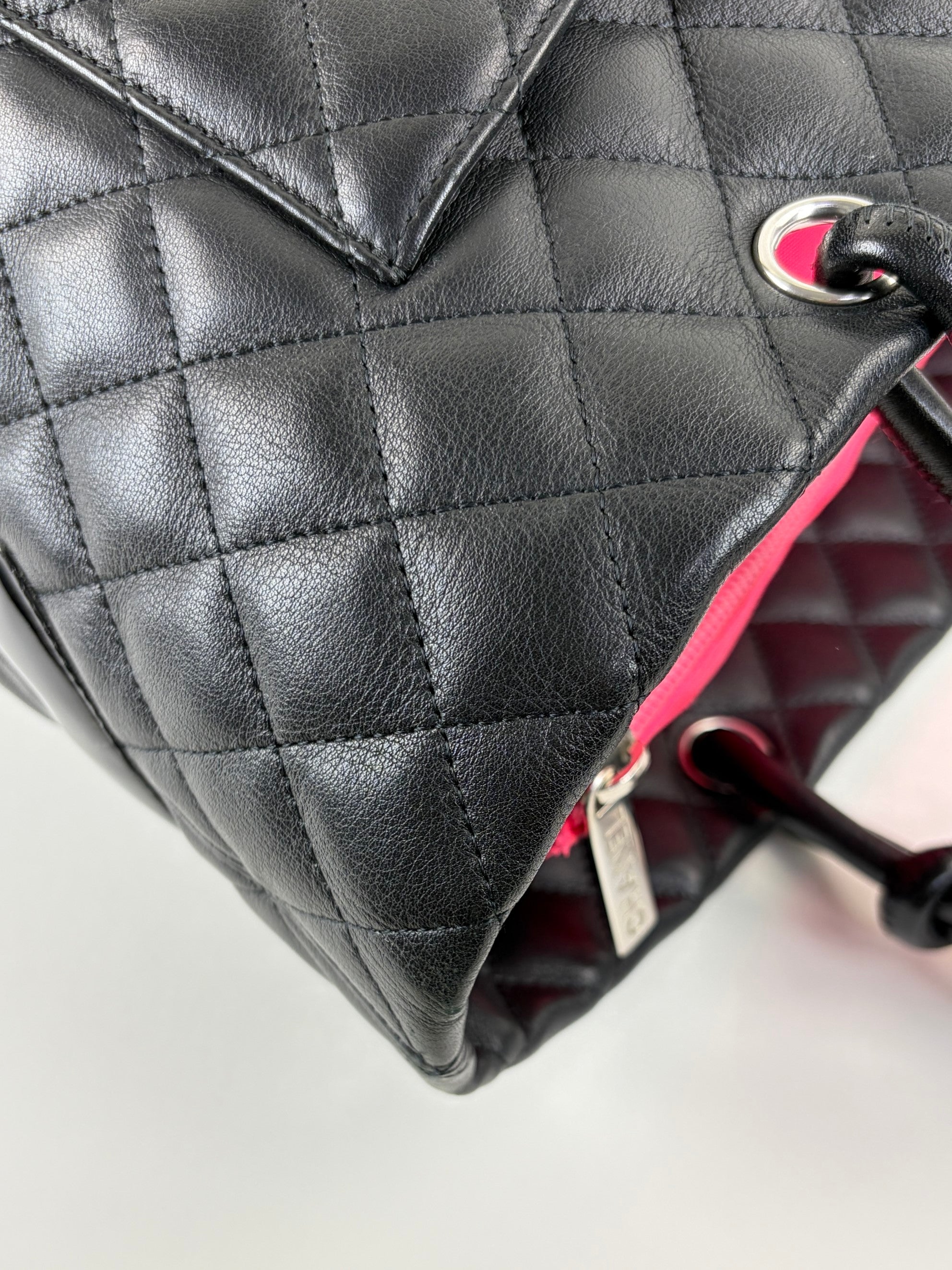 Chanl Black calfskin quilted large Comban  Tote Bag