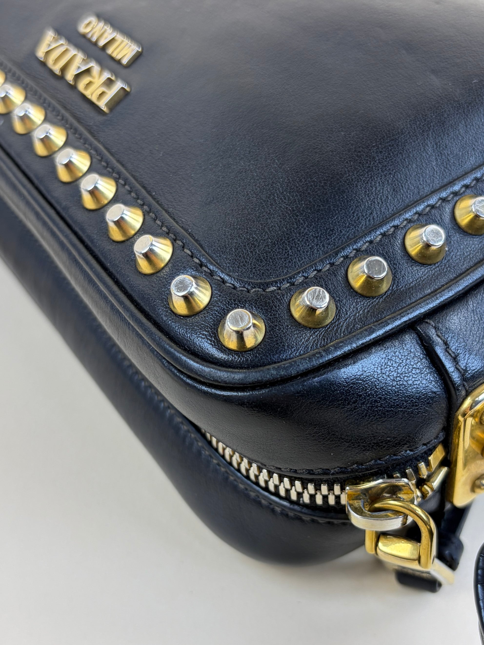 Prada Black City Studded Crossbody Bag