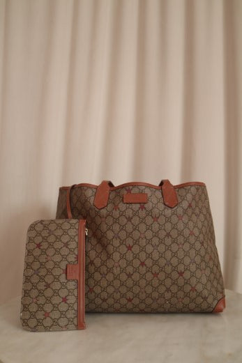 Gucci Brown GG Supreme Stars Shoulder Bag W/ Pouch