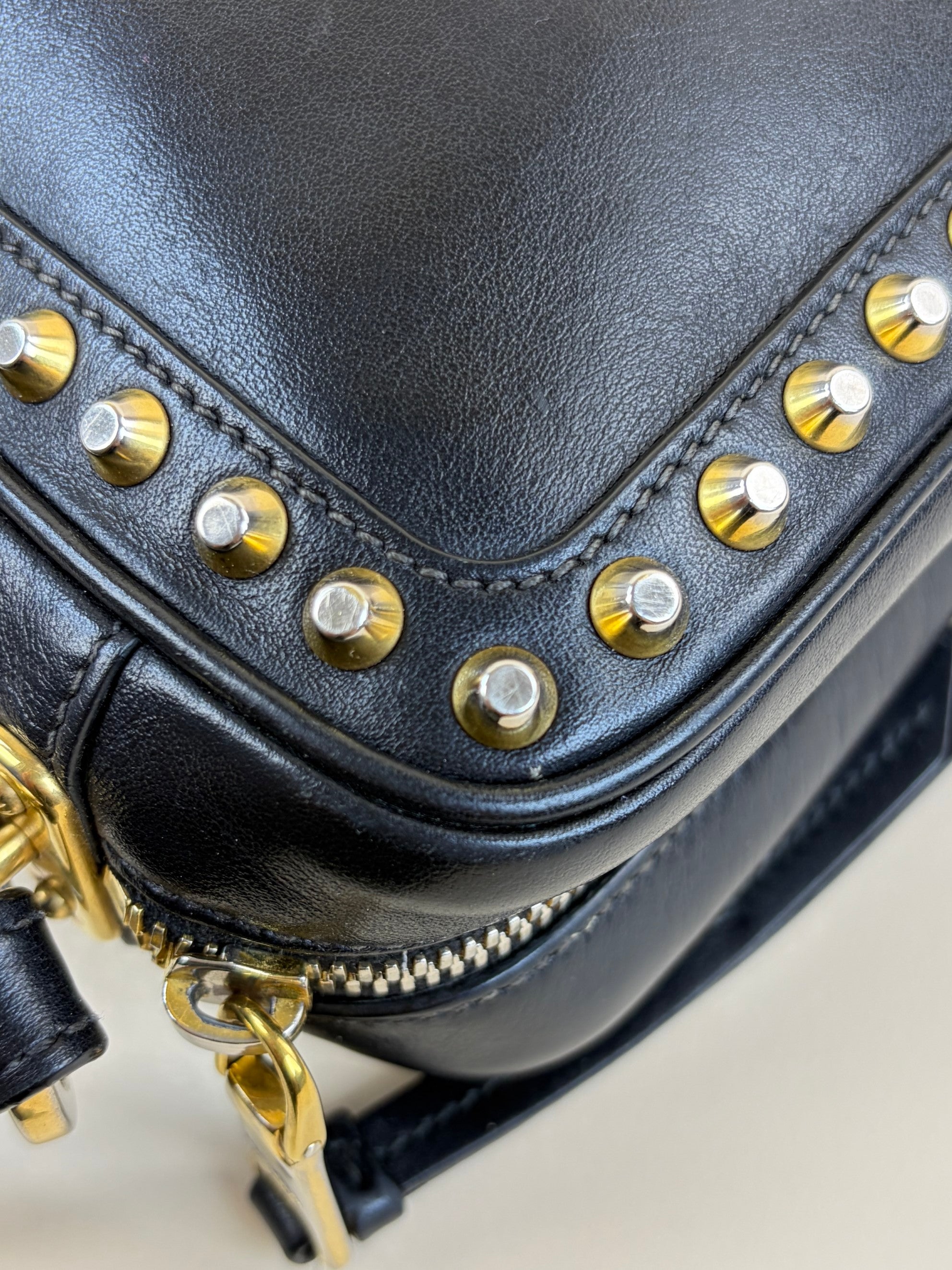 Prada Black City Studded Crossbody Bag