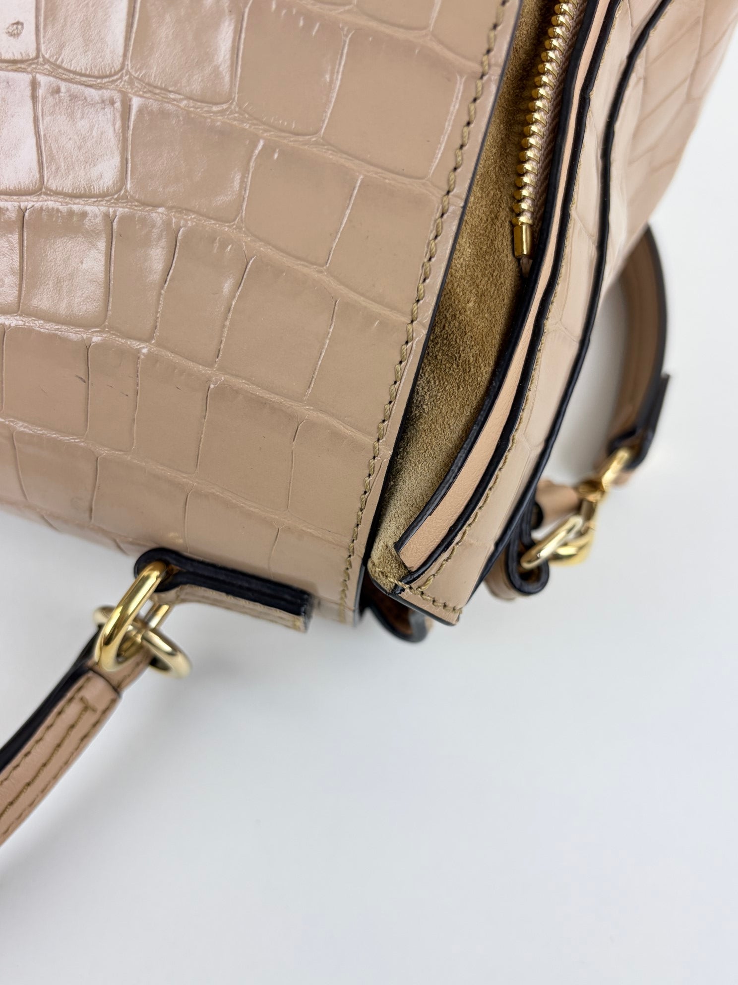 Chloe beige calfskin crocodile embossed small Faye day