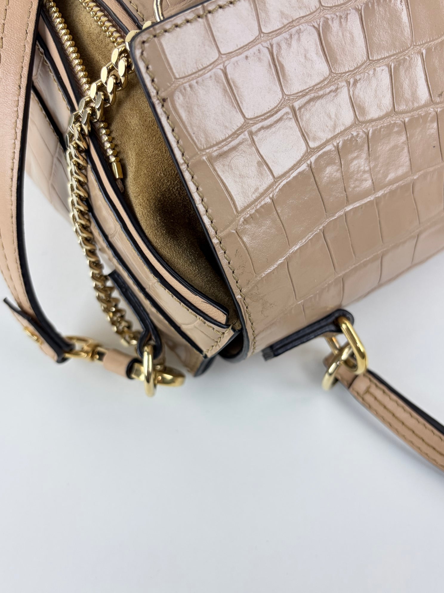 Chloe beige calfskin crocodile embossed small Faye day