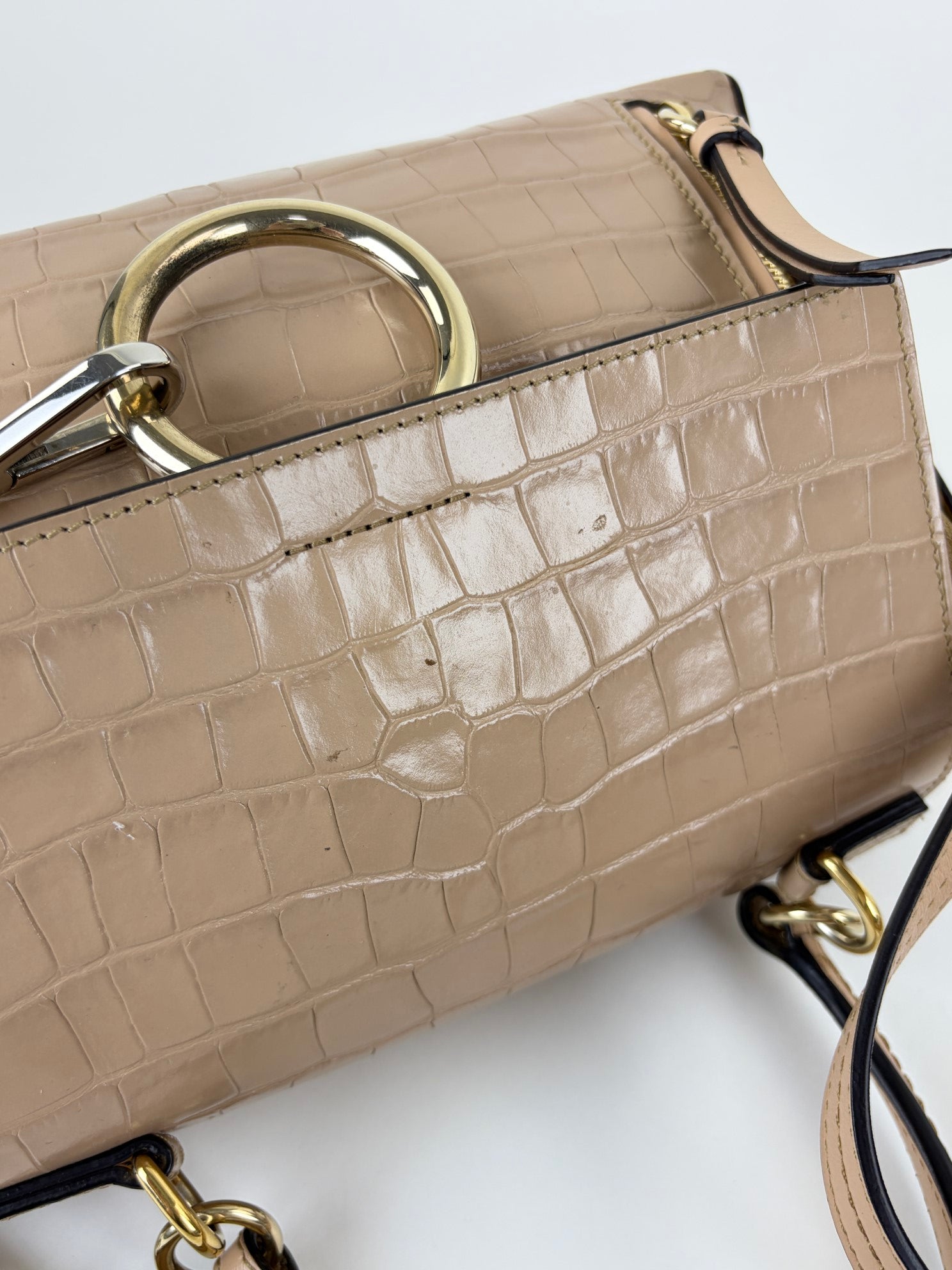 Chloe beige calfskin crocodile embossed small Faye day