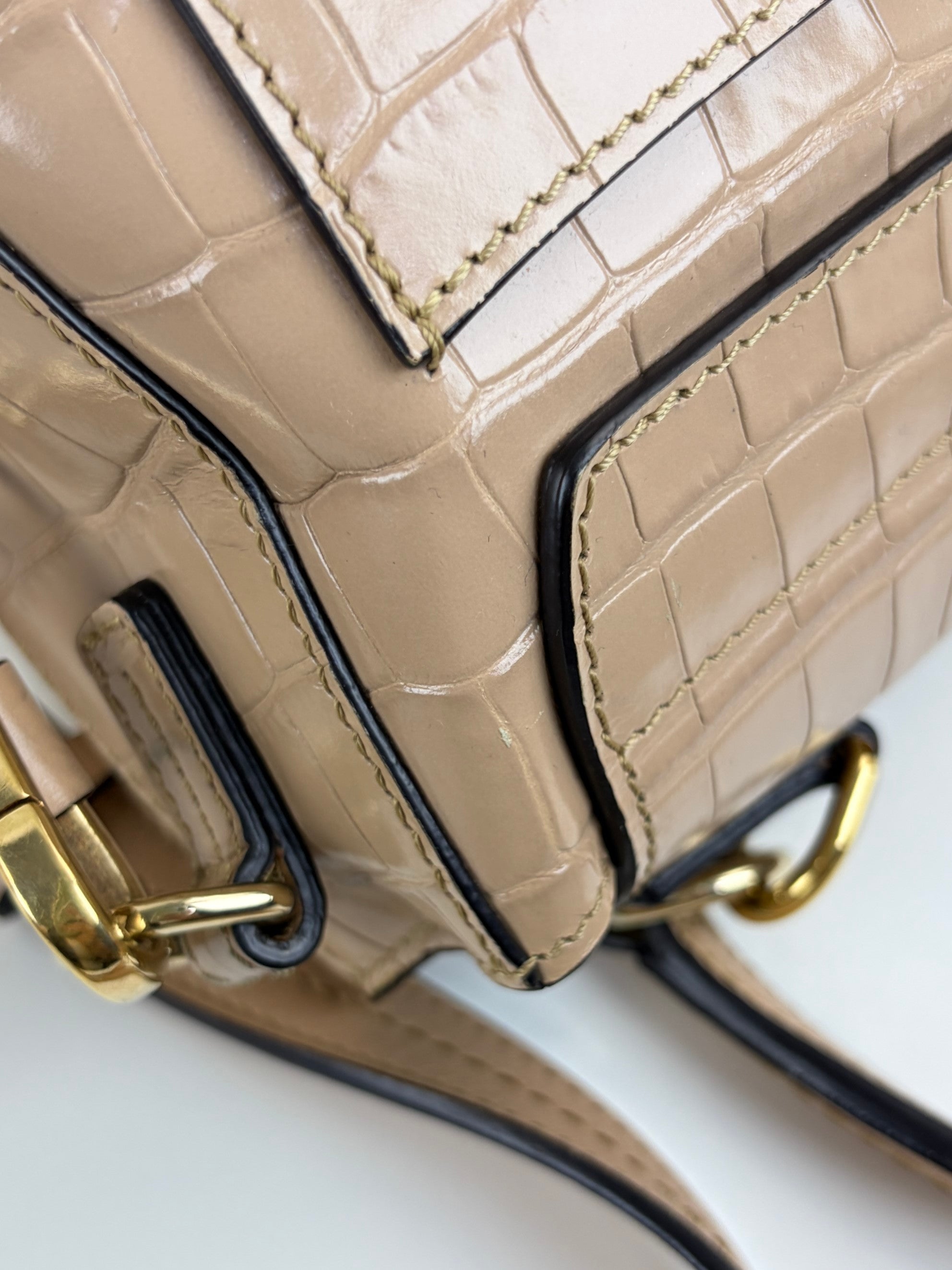 Chloe beige calfskin crocodile embossed small Faye day