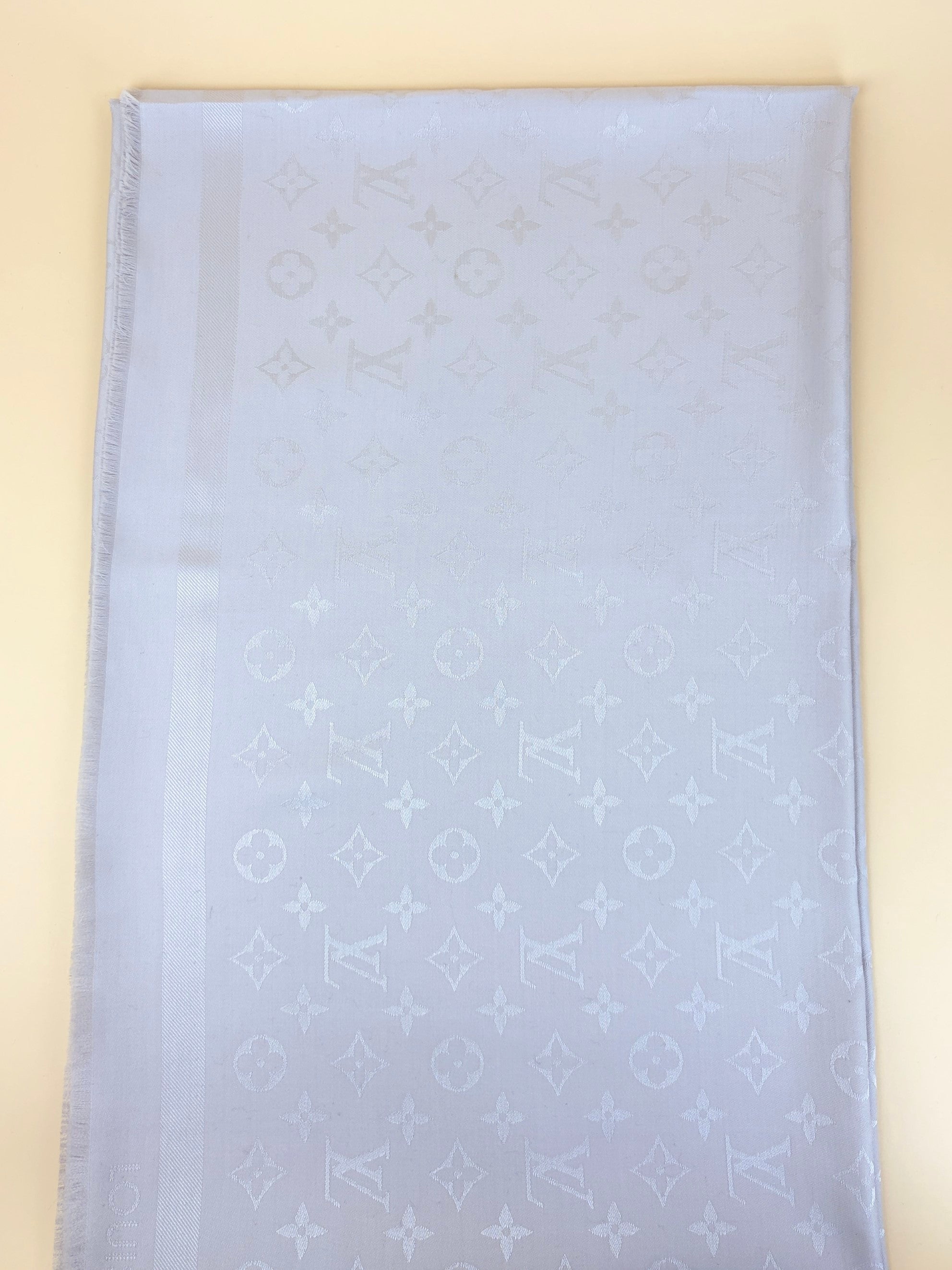louis Vuitton grey monogram silk wool classic shawl