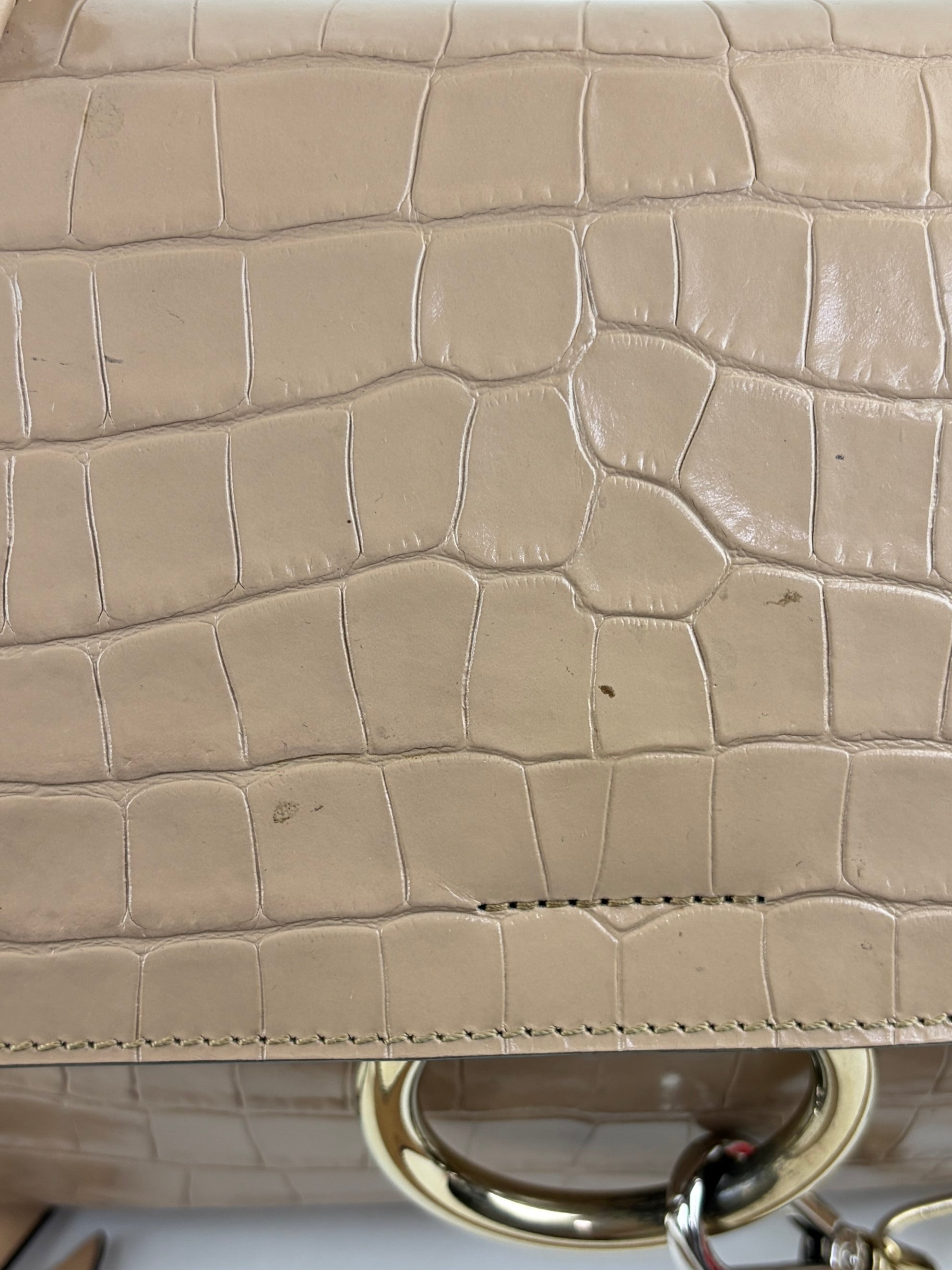 Chloe beige calfskin crocodile embossed small Faye day
