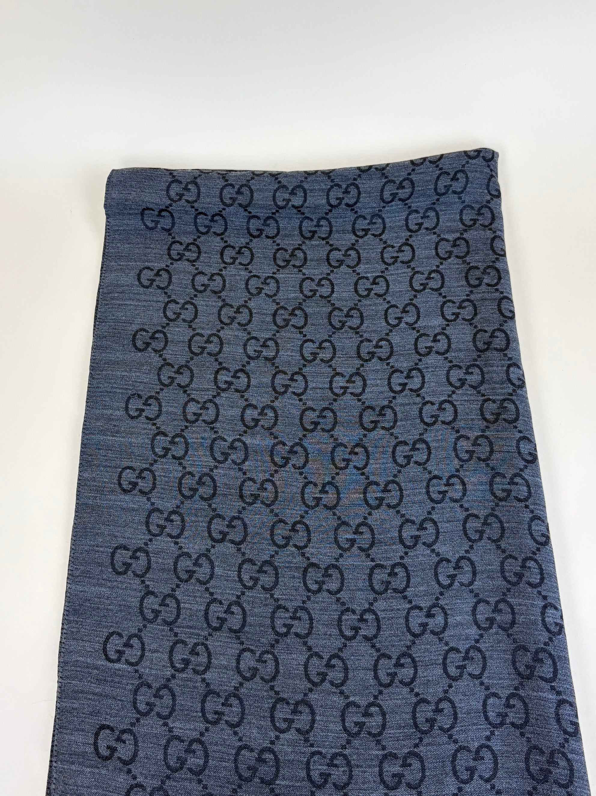 Gucci Grey GG Monogram Wool Silk Scarf