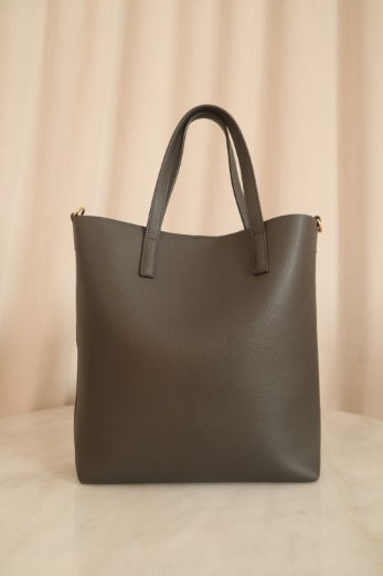 YSL Gray Top Handle Shopping Toy Tote Bag