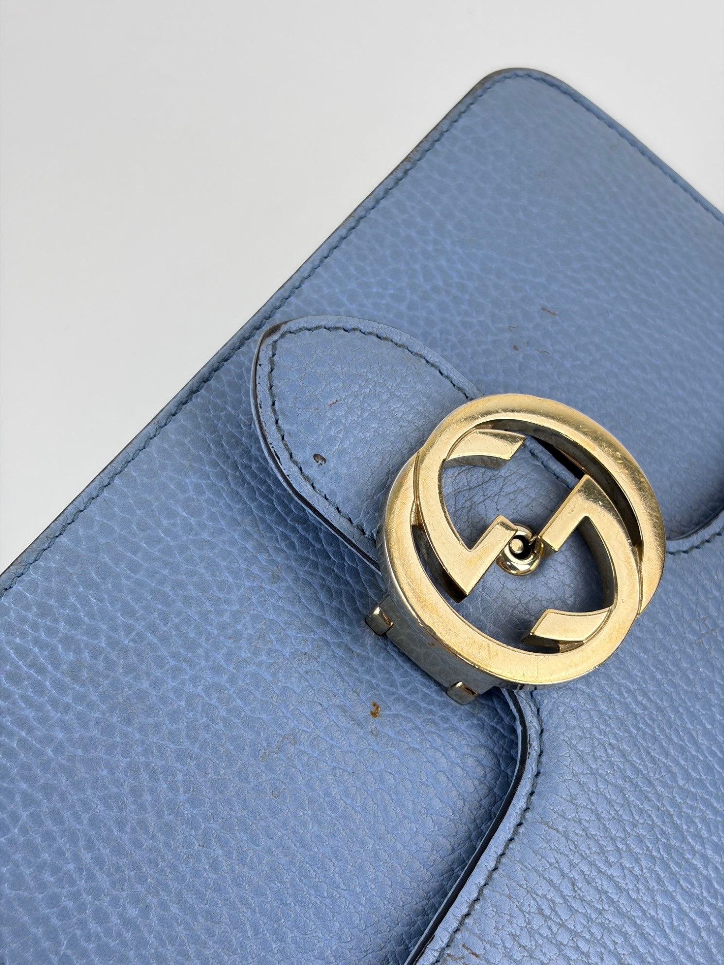Gucci light blue dollar calfskin small Interlocking GG Bag