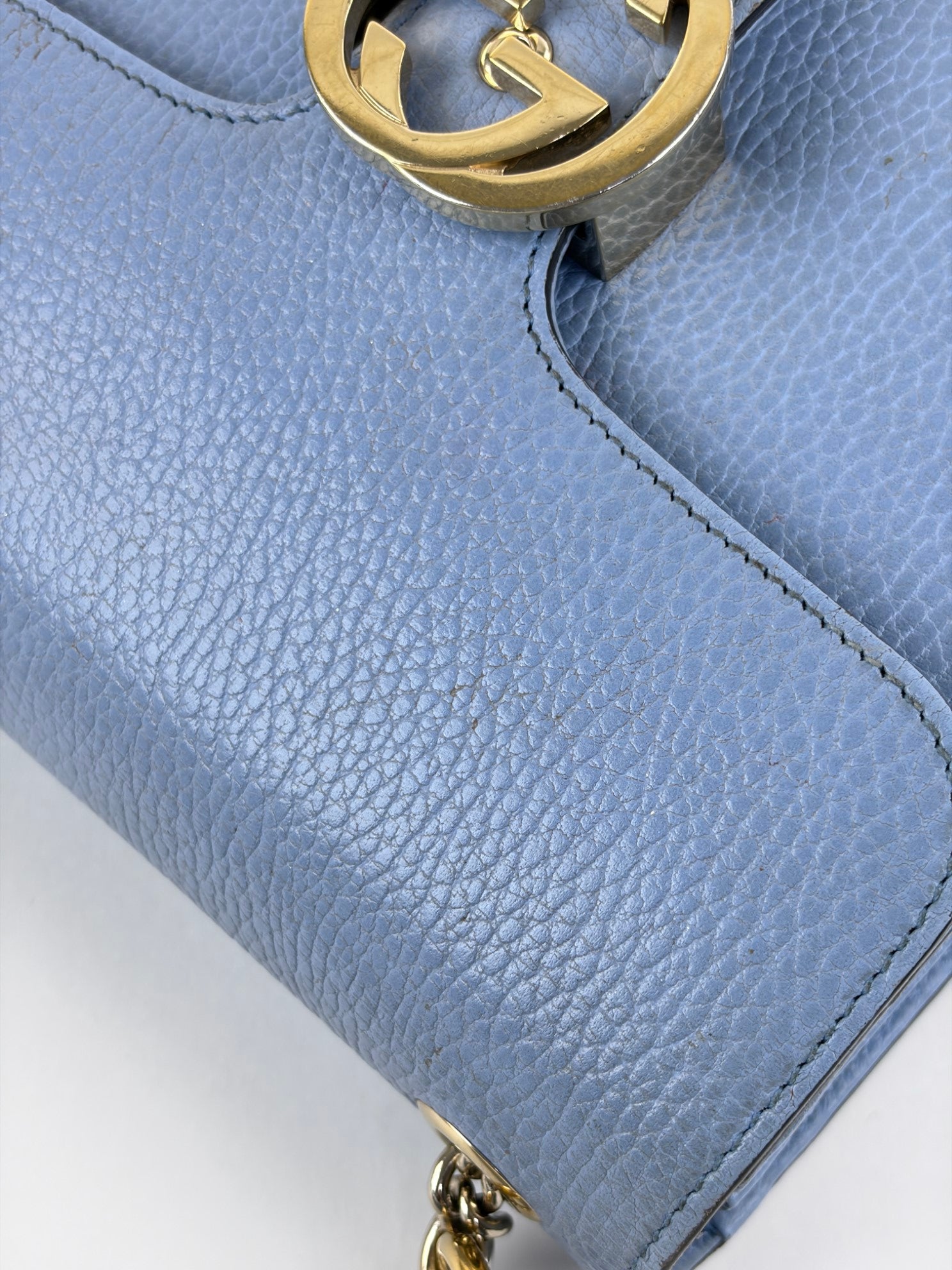 Gucci light blue dollar calfskin small Interlocking GG Bag