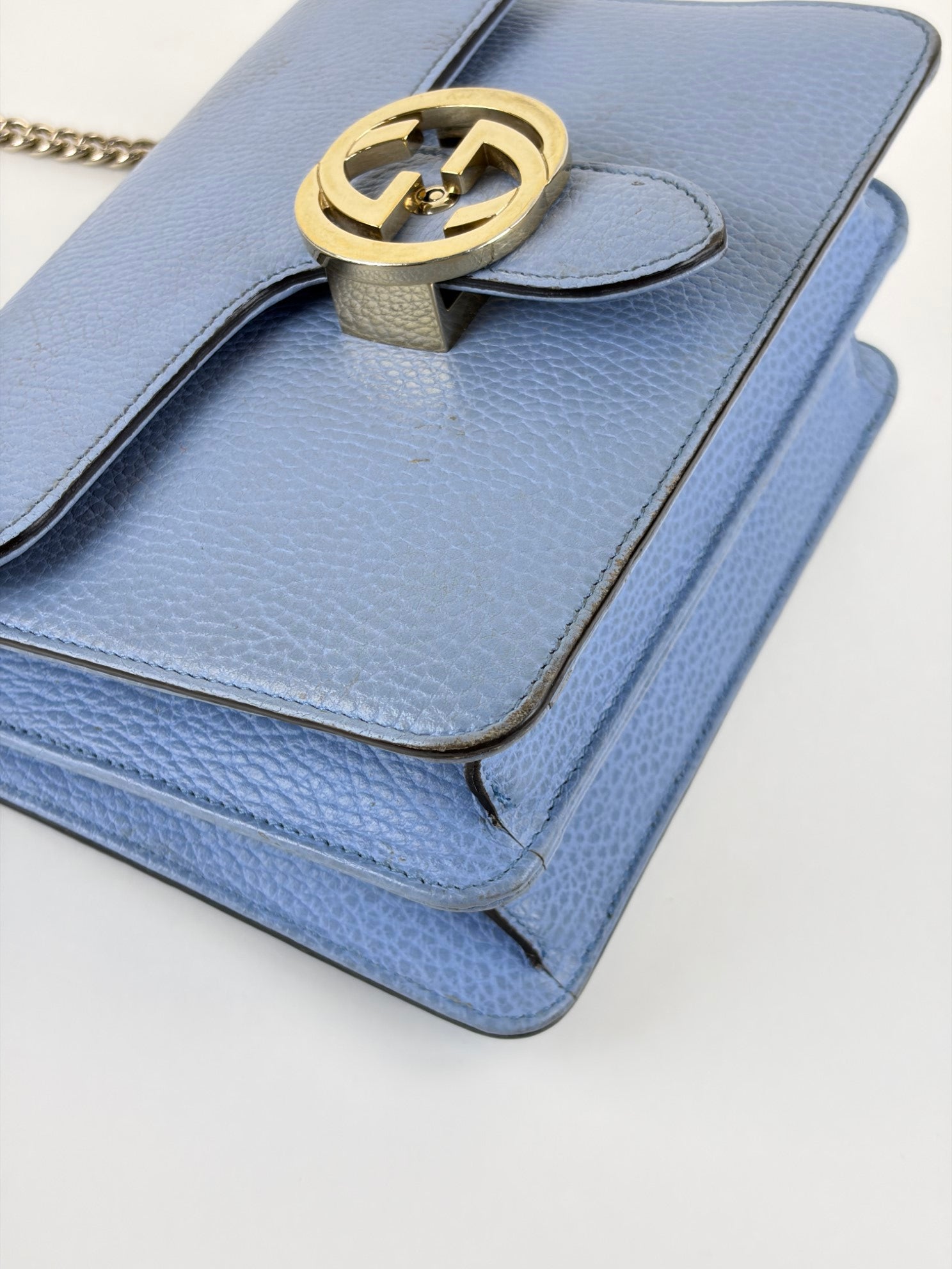 Gucci light blue dollar calfskin small Interlocking GG Bag