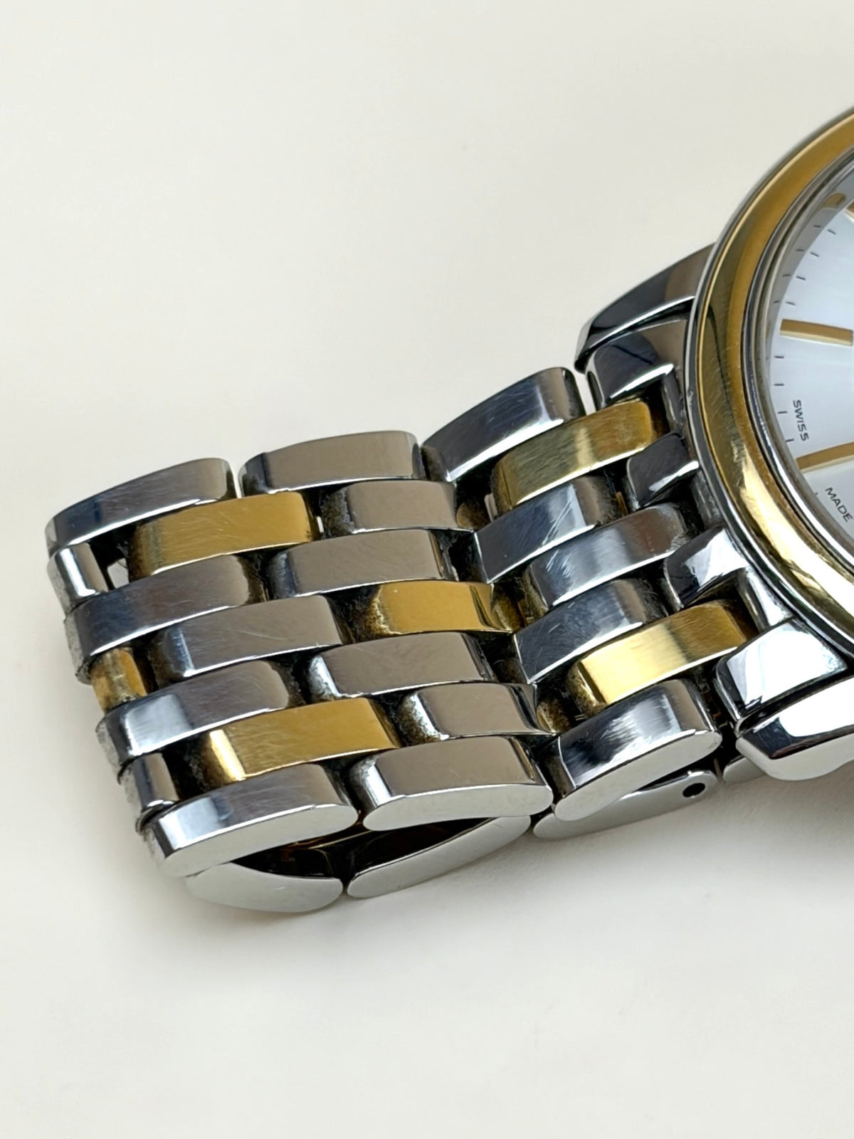 Omega stainless steel yellow gold de ville prestige date watch