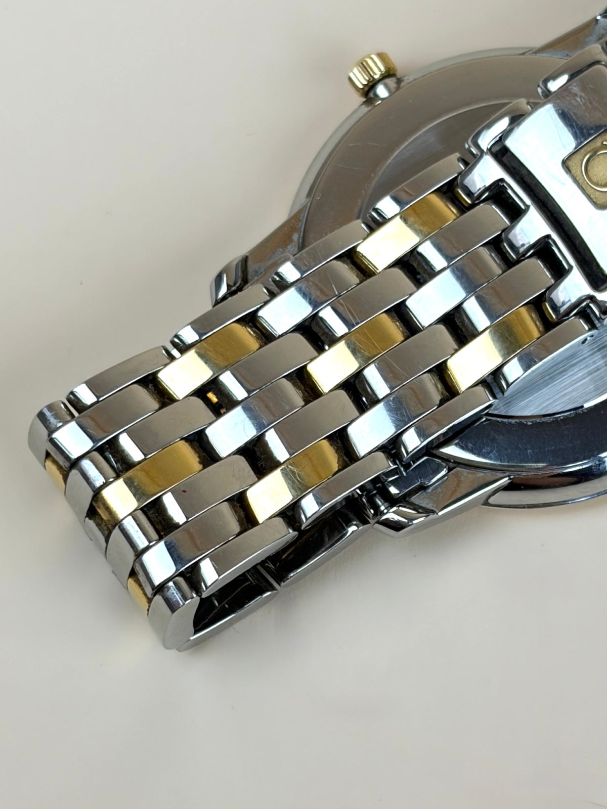 Omega stainless steel yellow gold de ville prestige date watch