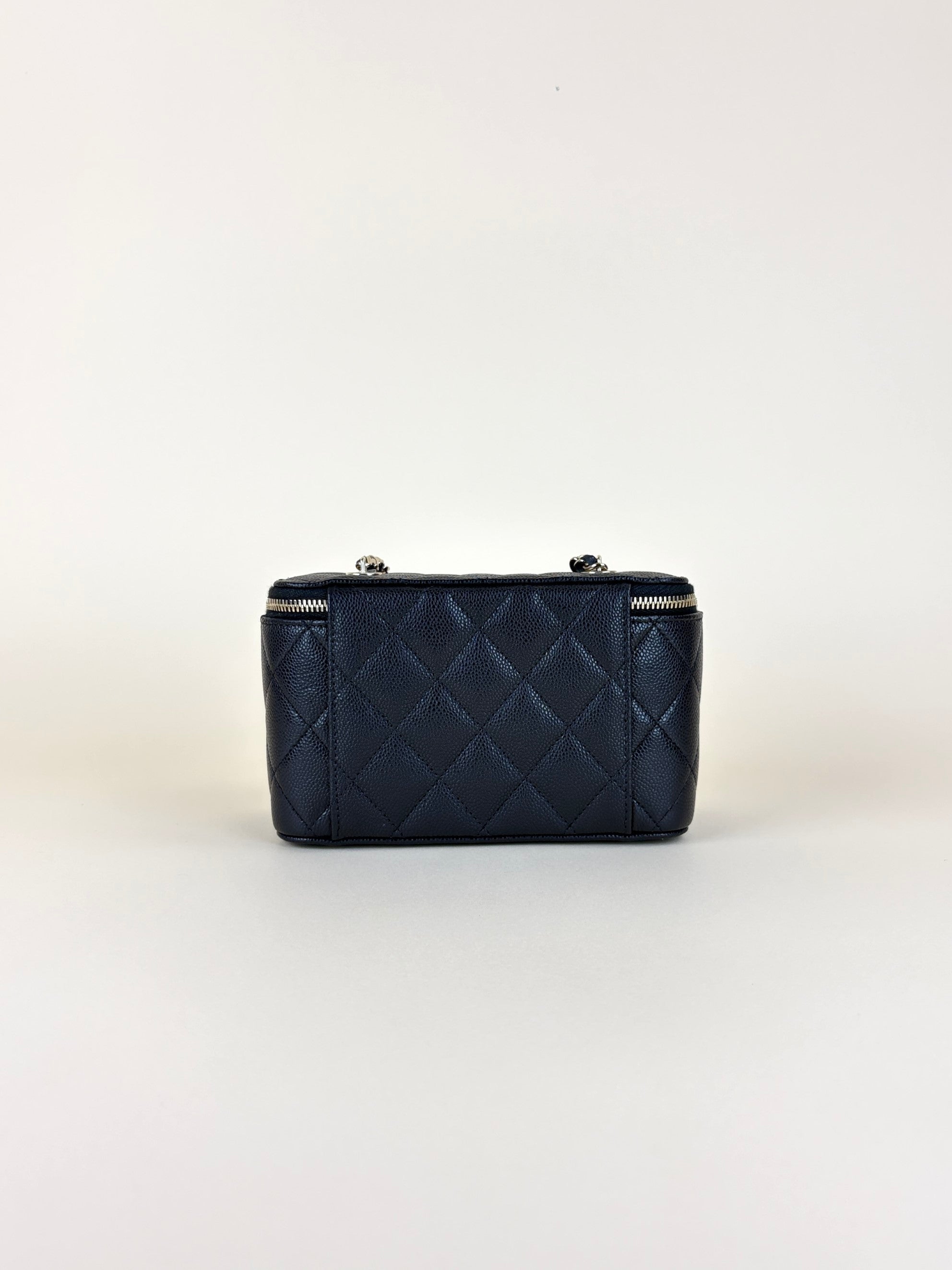 Chanel black euro caviar quilted Small Vanity Chain Case