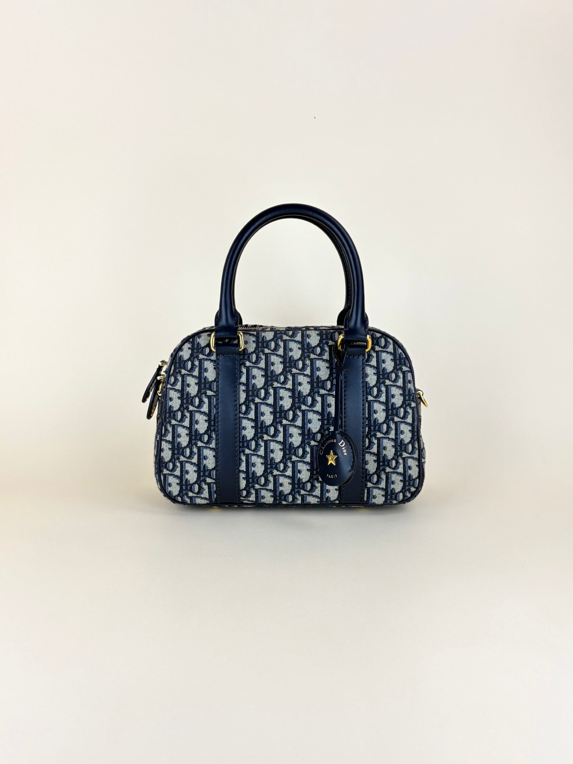Dior blue oblique canvas d- vibe bowling tote bag