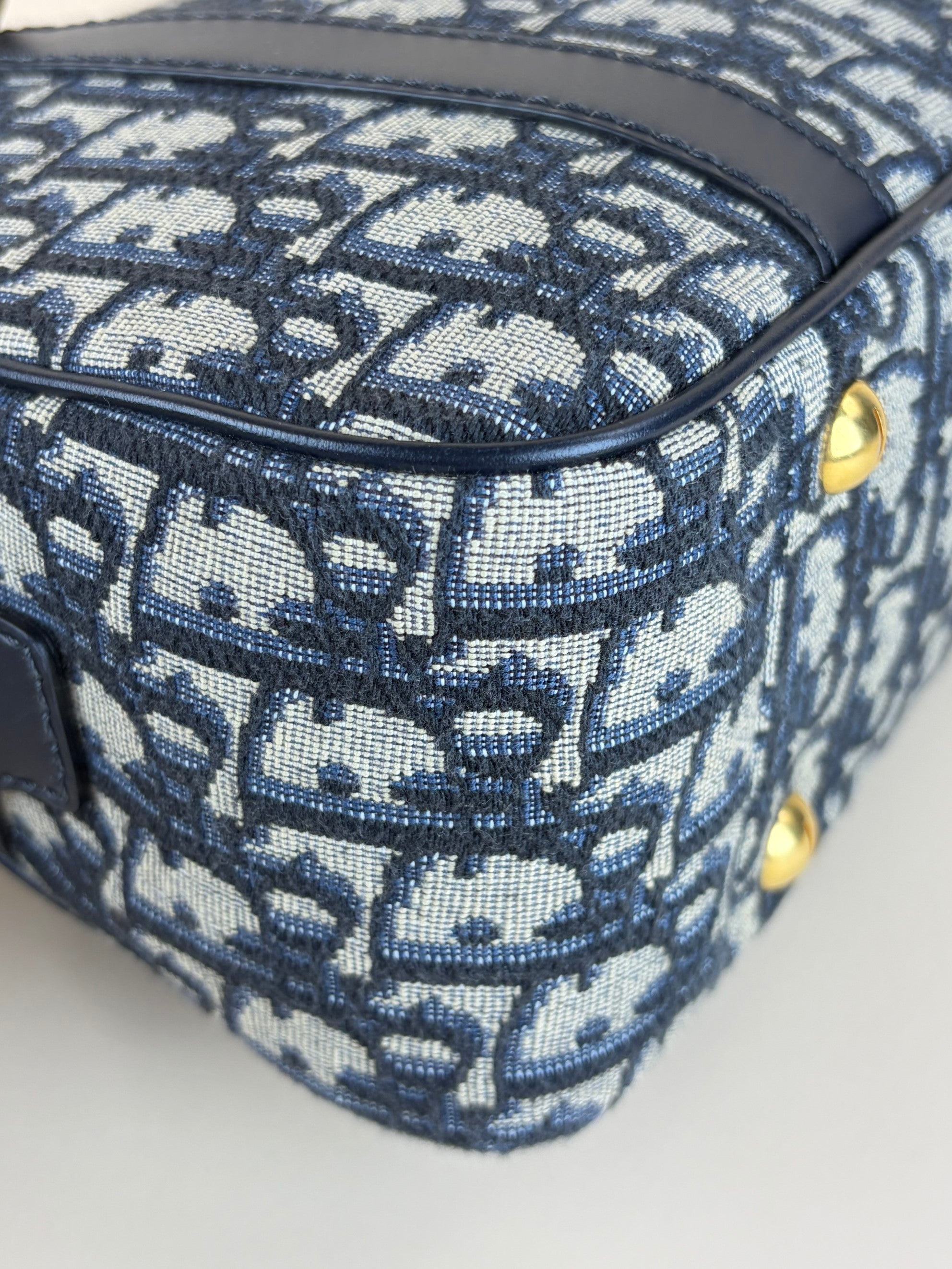 Dior blue oblique canvas d- vibe bowling tote bag