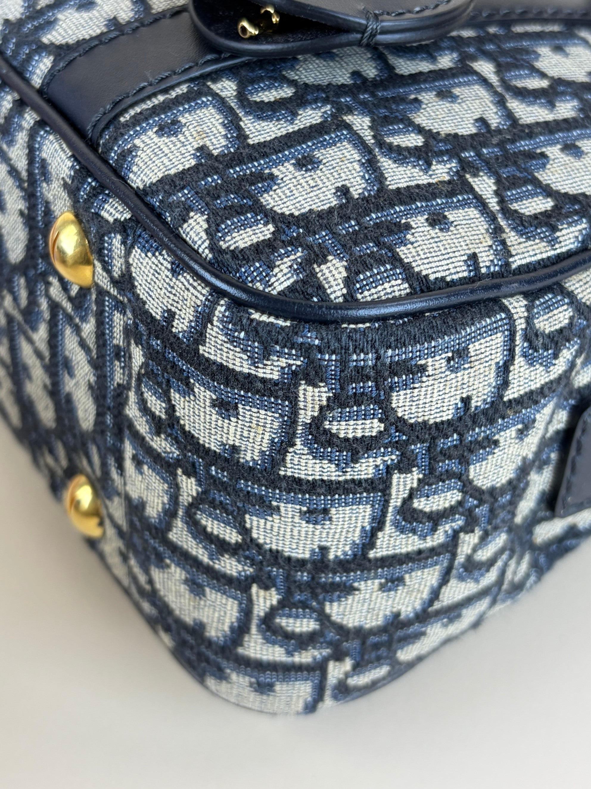Dior blue oblique canvas d- vibe bowling tote bag