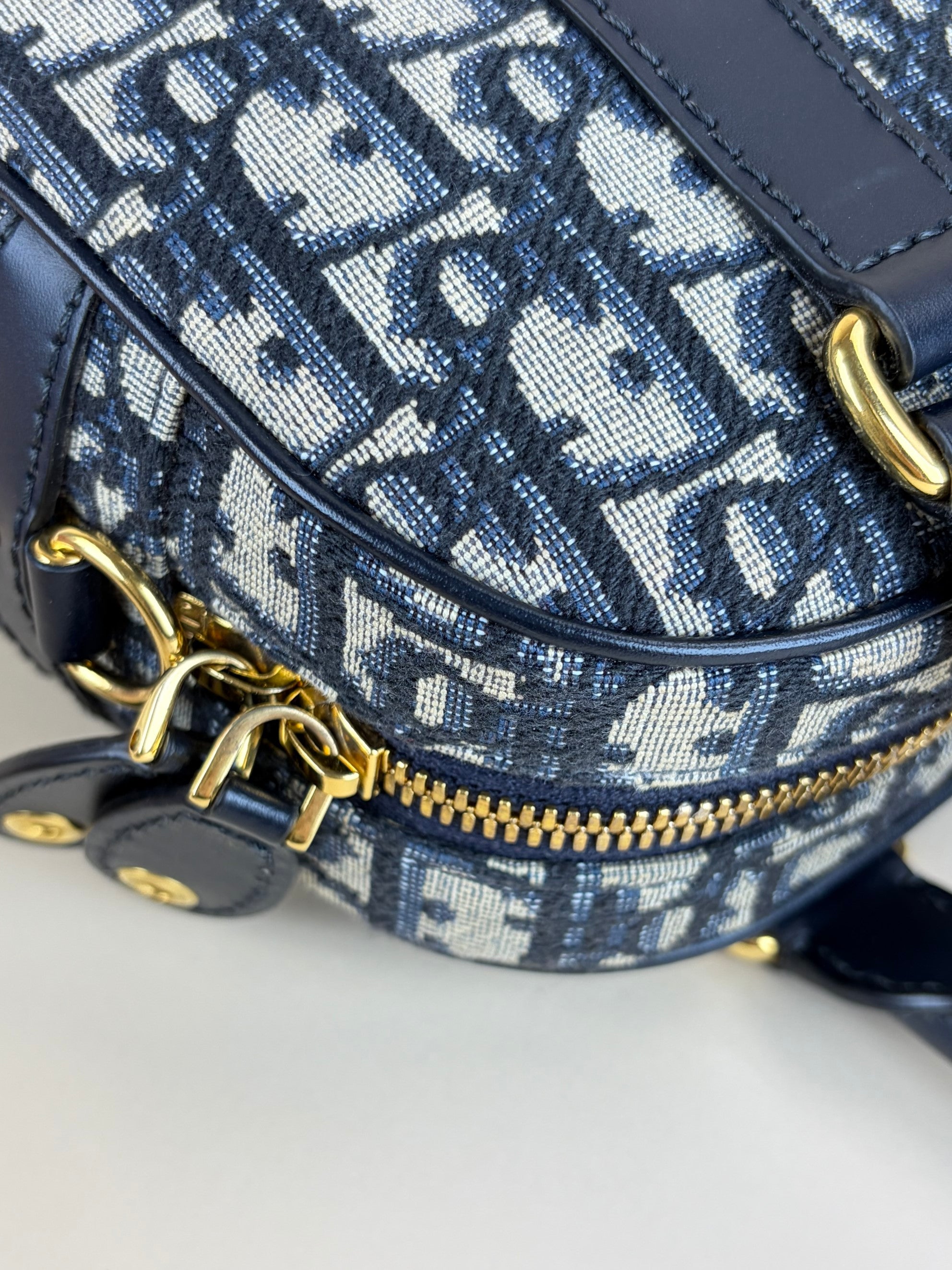 Dior blue oblique canvas d- vibe bowling tote bag