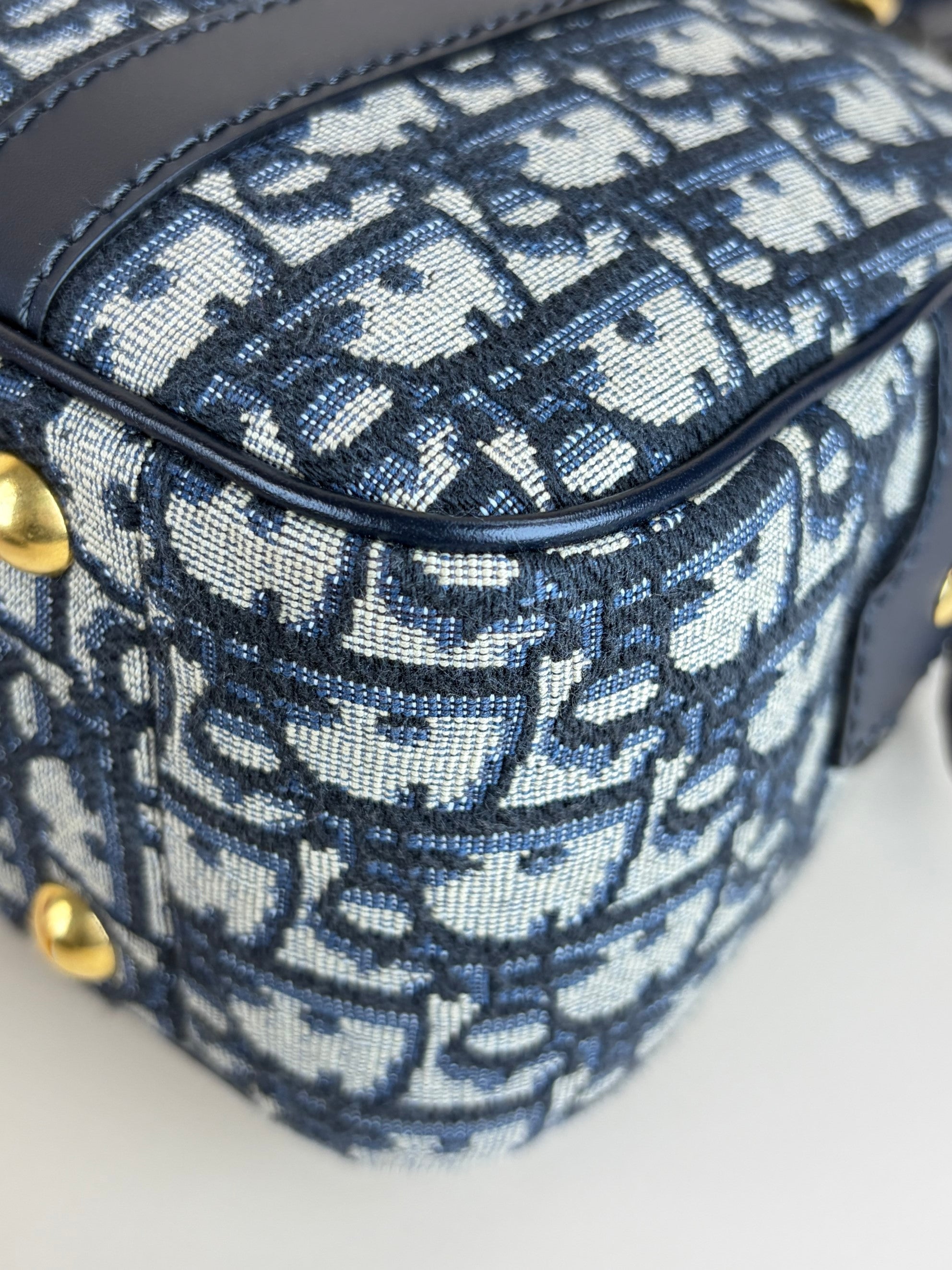 Dior blue oblique canvas d- vibe bowling tote bag