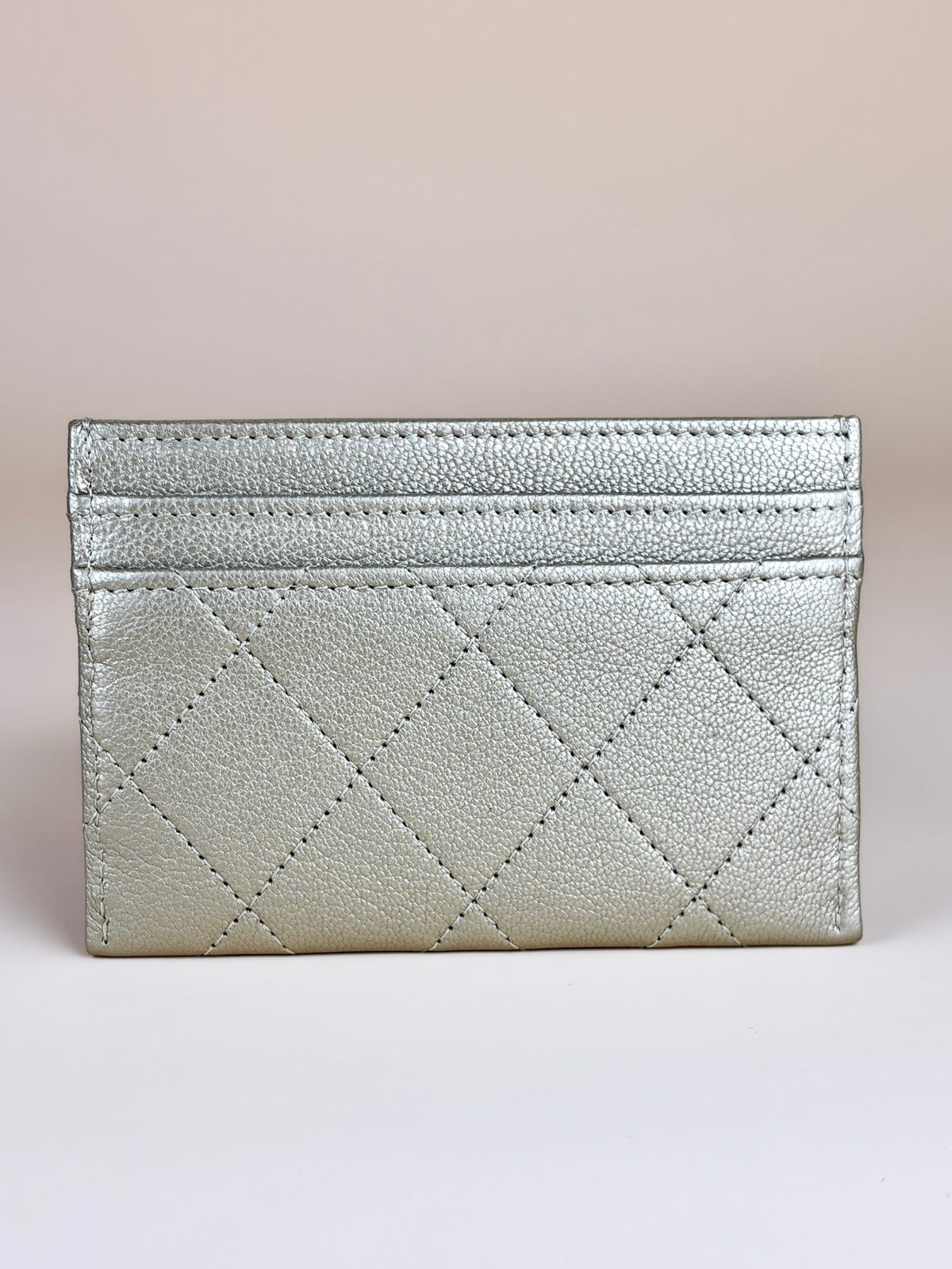 Chanel gold metallic quilted calfskin classic card holder