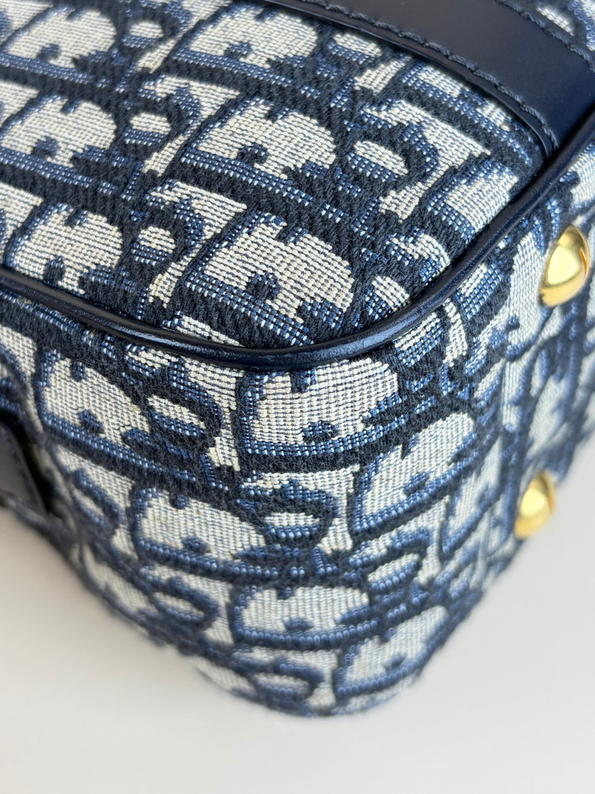 Dior blue oblique canvas d- vibe bowling tote bag
