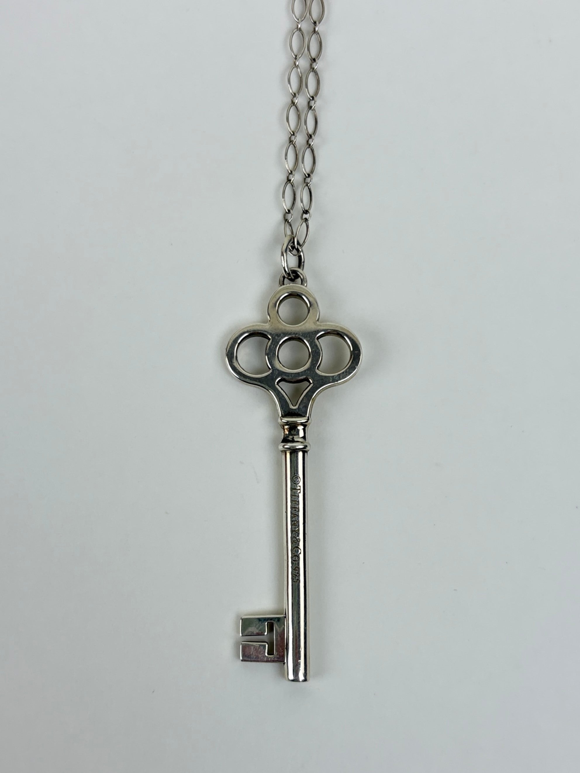 Tiffany & Co. Sterling Silver crow large key pendant necklace