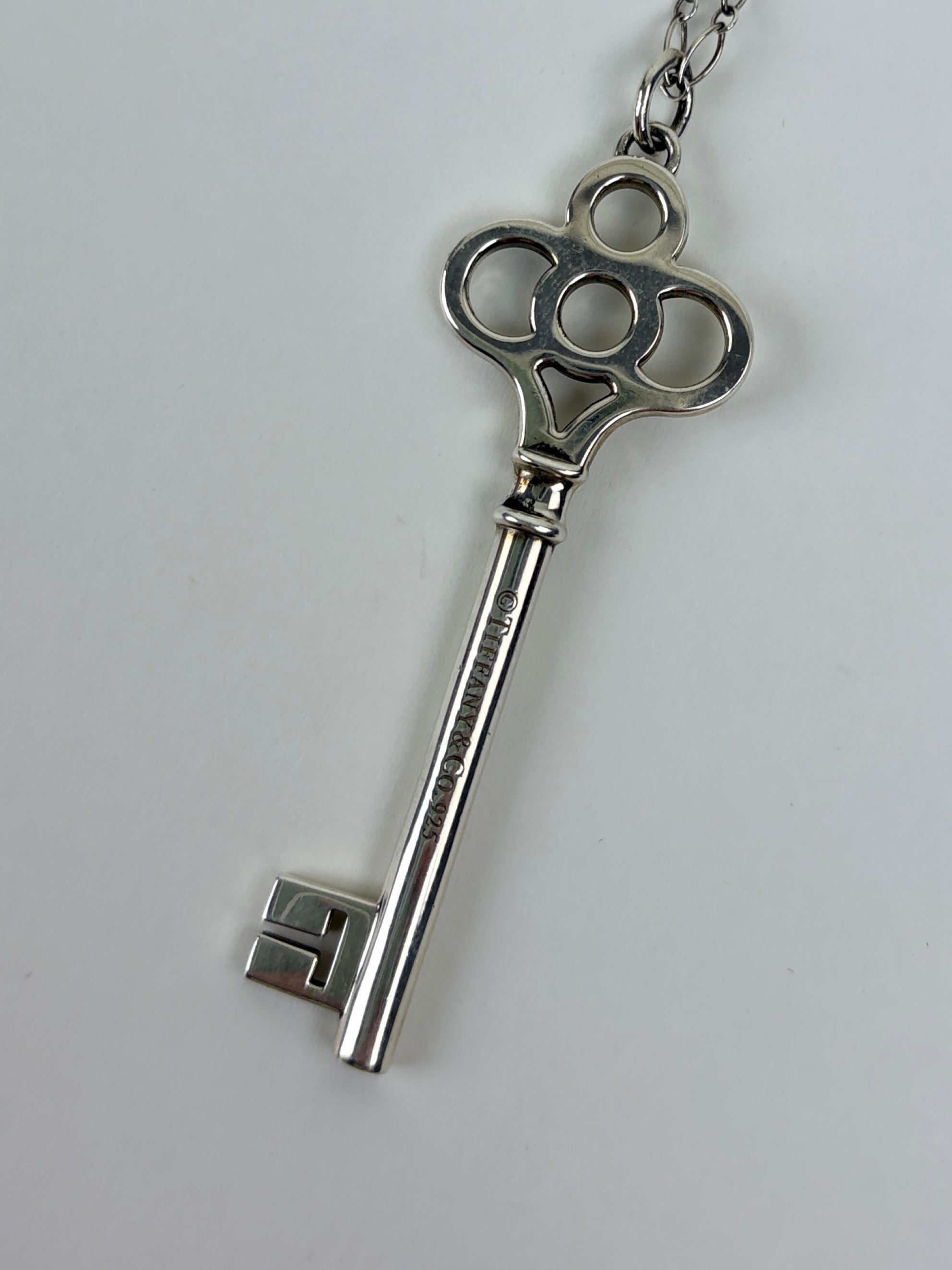 Tiffany & Co. Sterling Silver crow large key pendant necklace