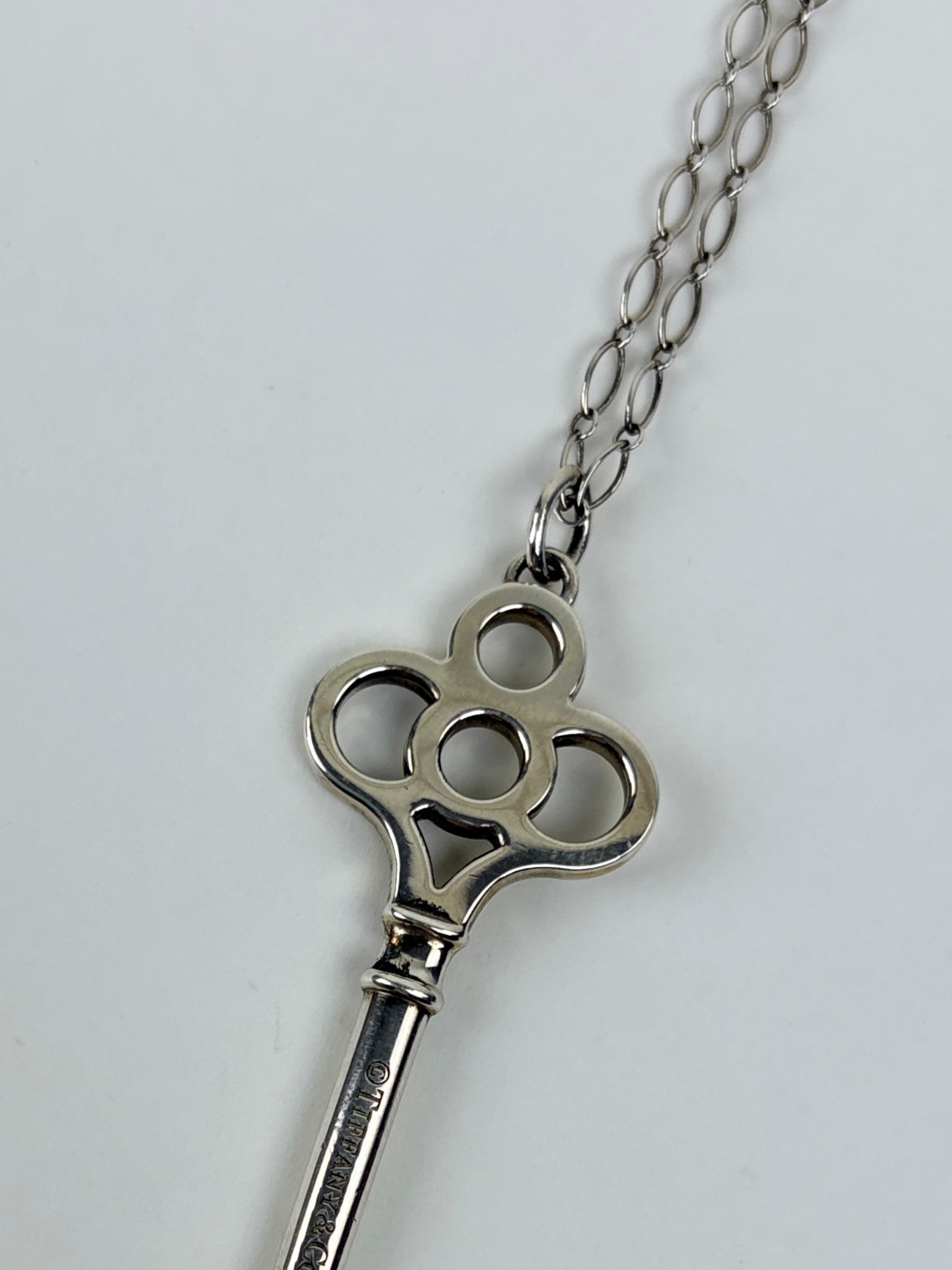 Tiffany & Co. Sterling Silver crow large key pendant necklace
