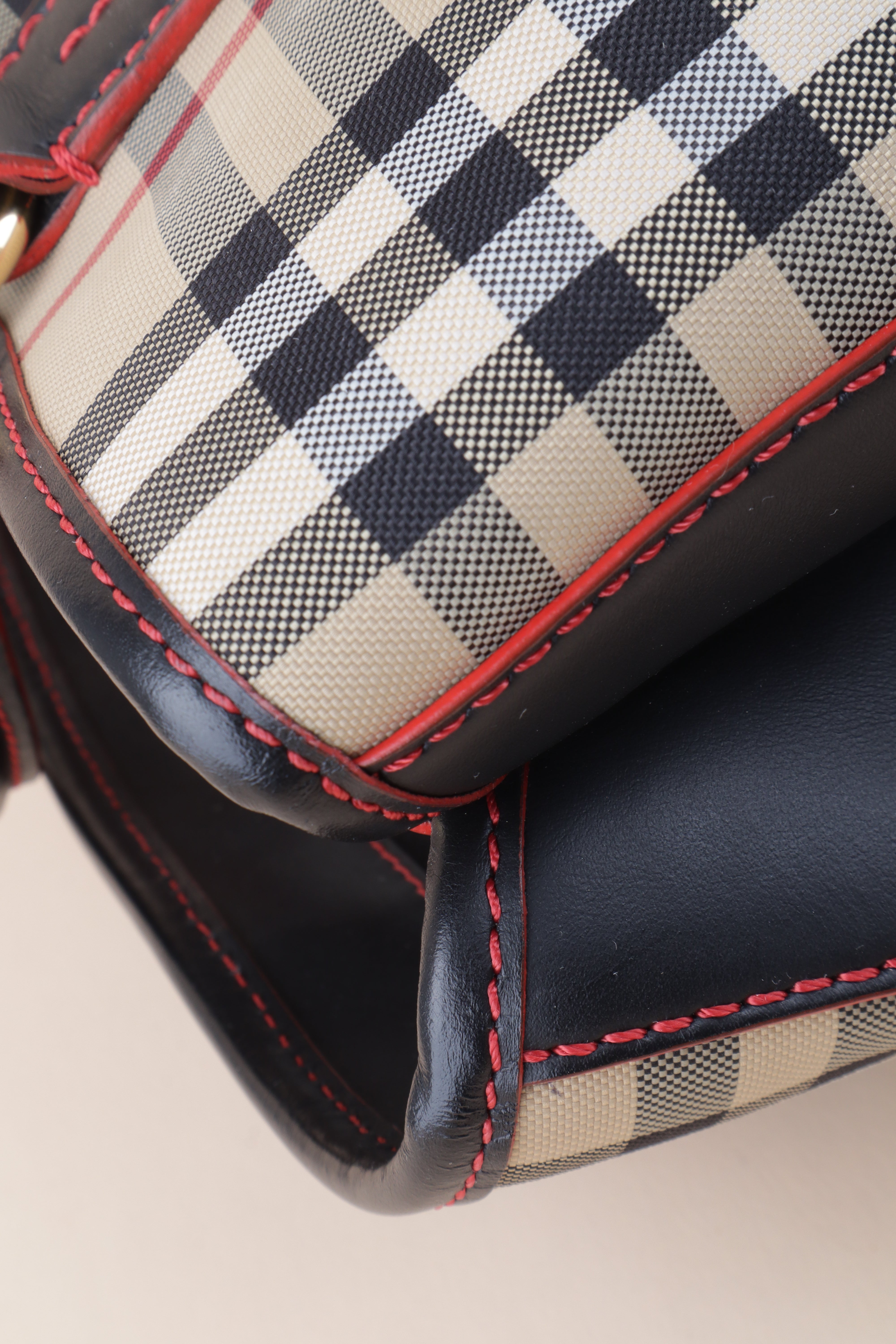 Burberry Bicolor Ballingdon Contrast Stitch Medium Top Handle Bag