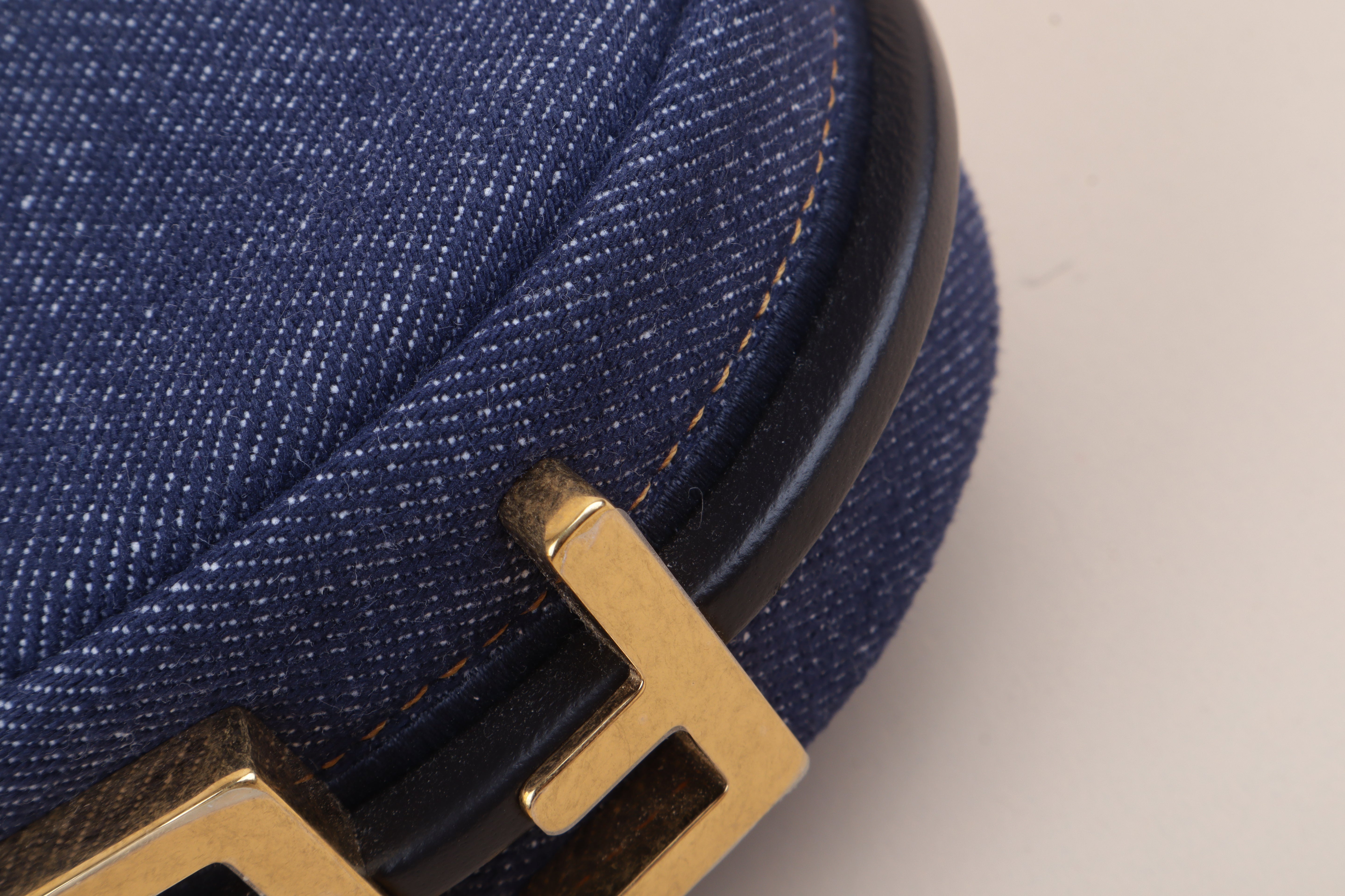 Fendi Blue Denim Nano Fendigraphy Hobo Bag