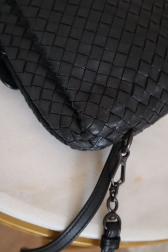 Bottega Veneta Black Intrecciato Crossbody Bag