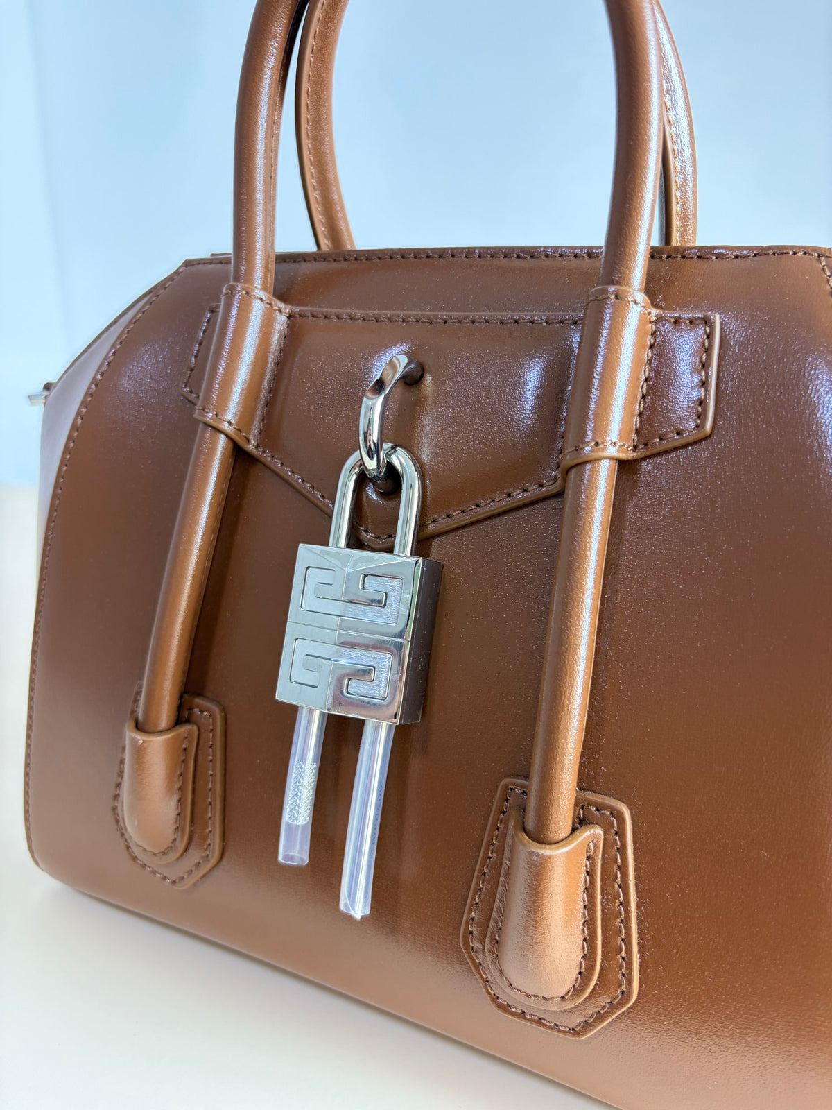 Givenchy Tan box calfskin Antigona lock Mini Bag