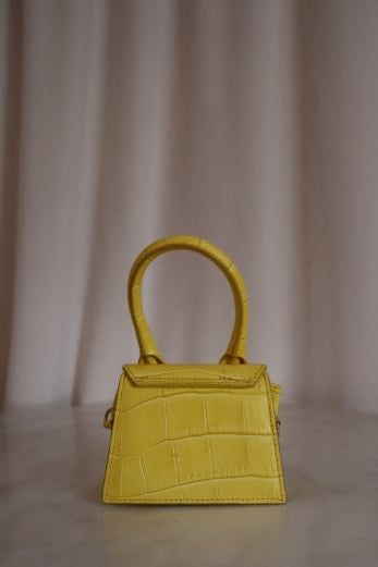 Jacquemus Yellow Croc Embossed Le Chiquito Mini Tote Bag