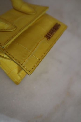 Jacquemus Yellow Croc Embossed Le Chiquito Mini Tote Bag