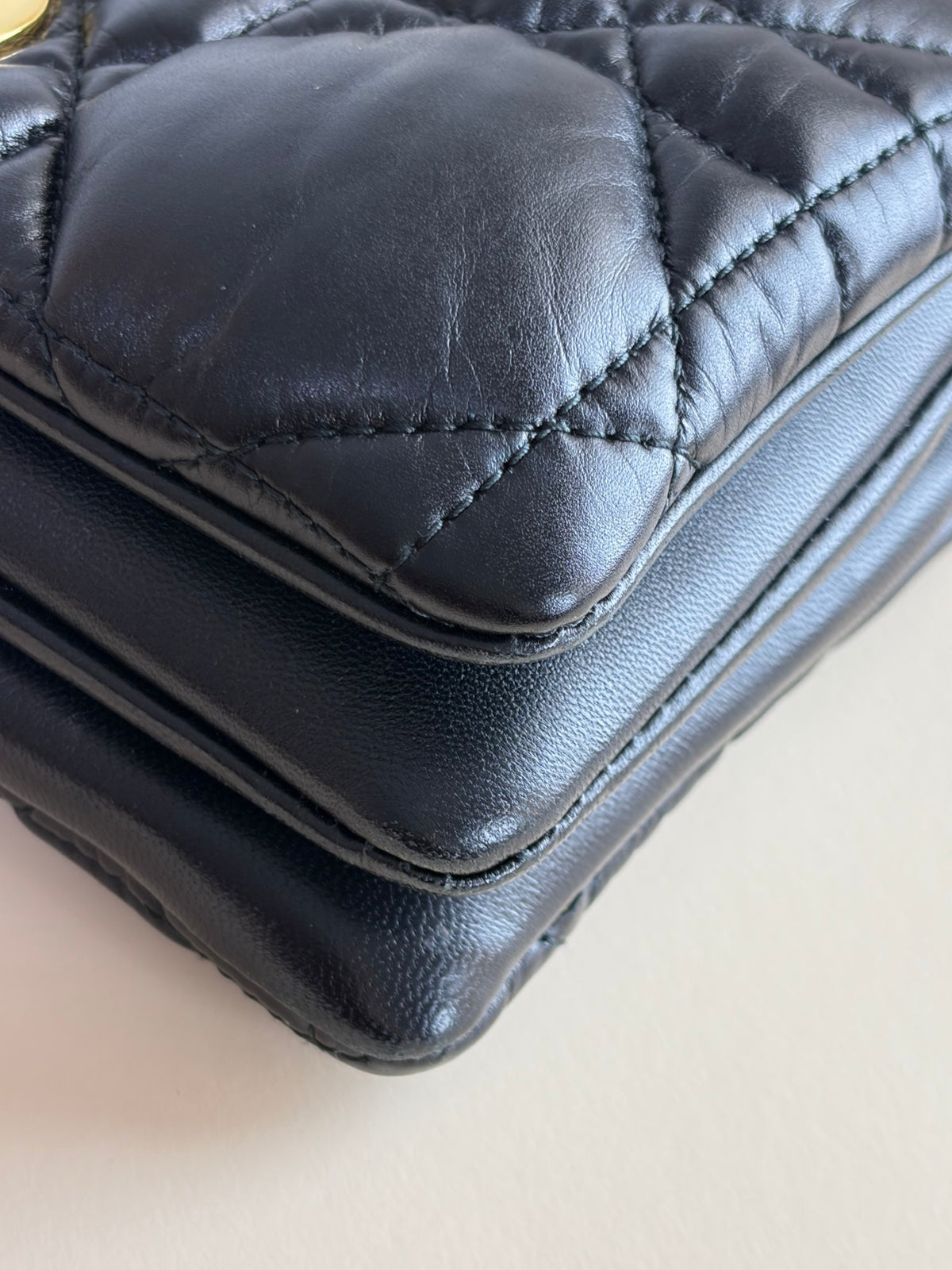 Christian Dior quilted marco cannage calfskin caro mini chain bag