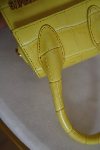 Jacquemus Yellow Croc Embossed Le Chiquito Mini Tote Bag