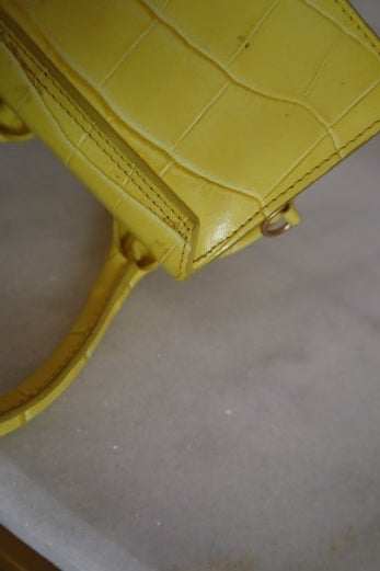 Jacquemus Yellow Croc Embossed Le Chiquito Mini Tote Bag