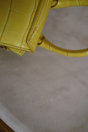 Jacquemus Yellow Croc Embossed Le Chiquito Mini Tote Bag