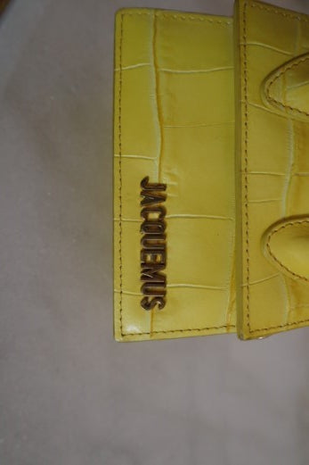 Jacquemus Yellow Croc Embossed Le Chiquito Mini Tote Bag