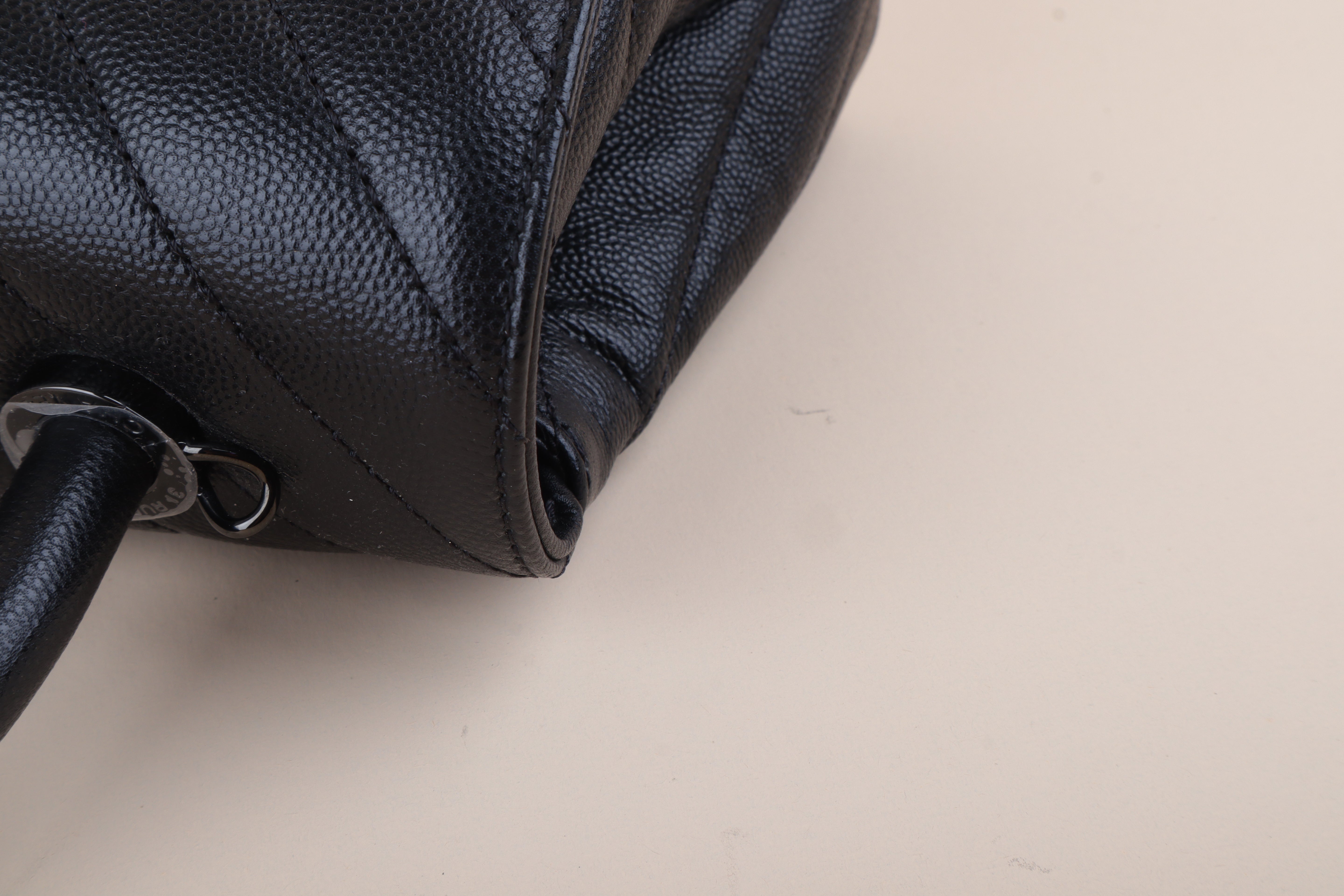 Chanel Black Chevron Mini Coco Handle Bag