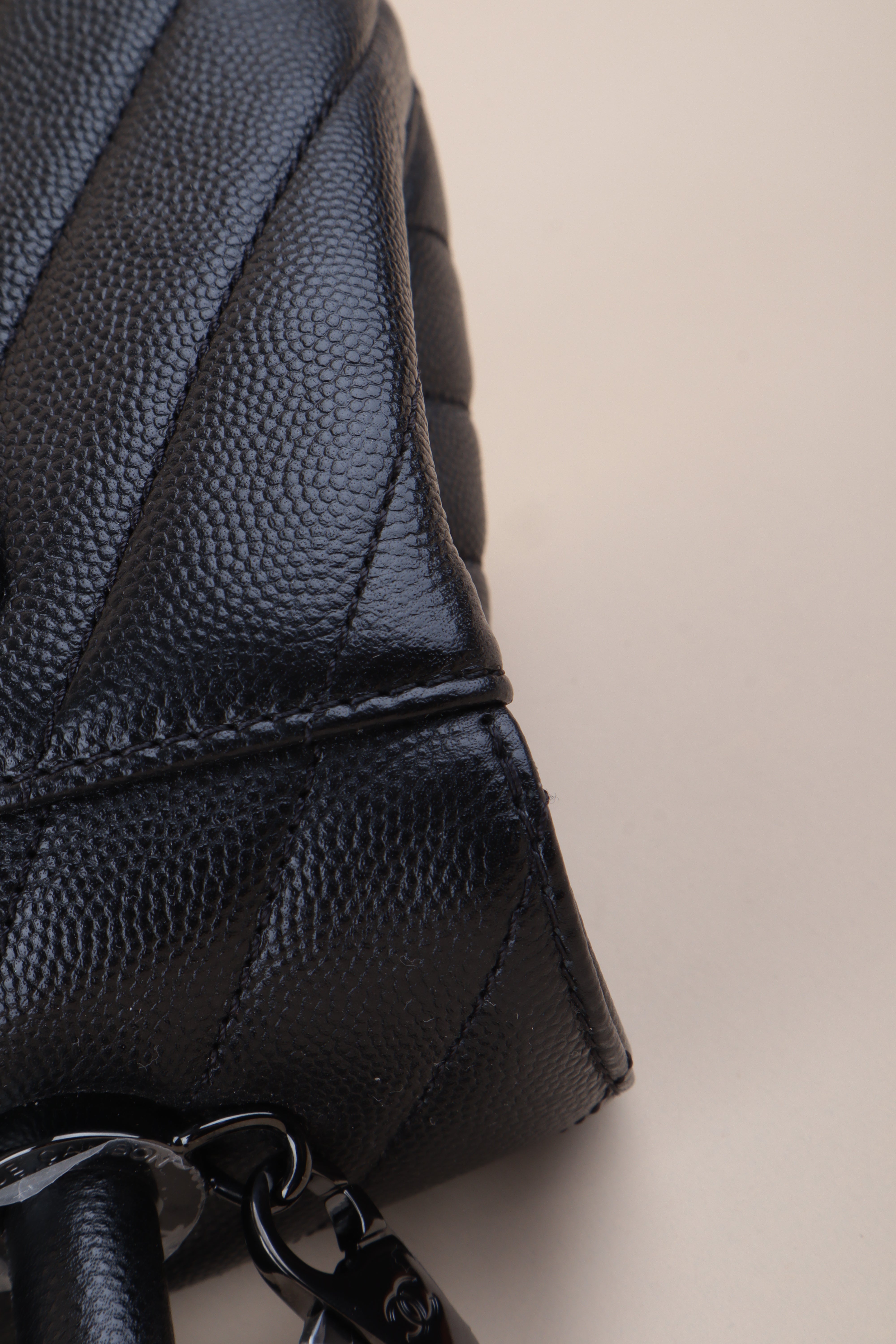 Chanel Black Chevron Mini Coco Handle Bag